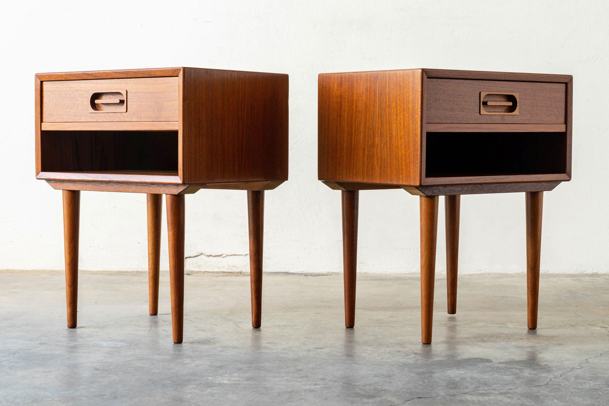 Scandinavian Modern Johannes Andersen for Dyrlund Teak Nightstands 'A Pair'