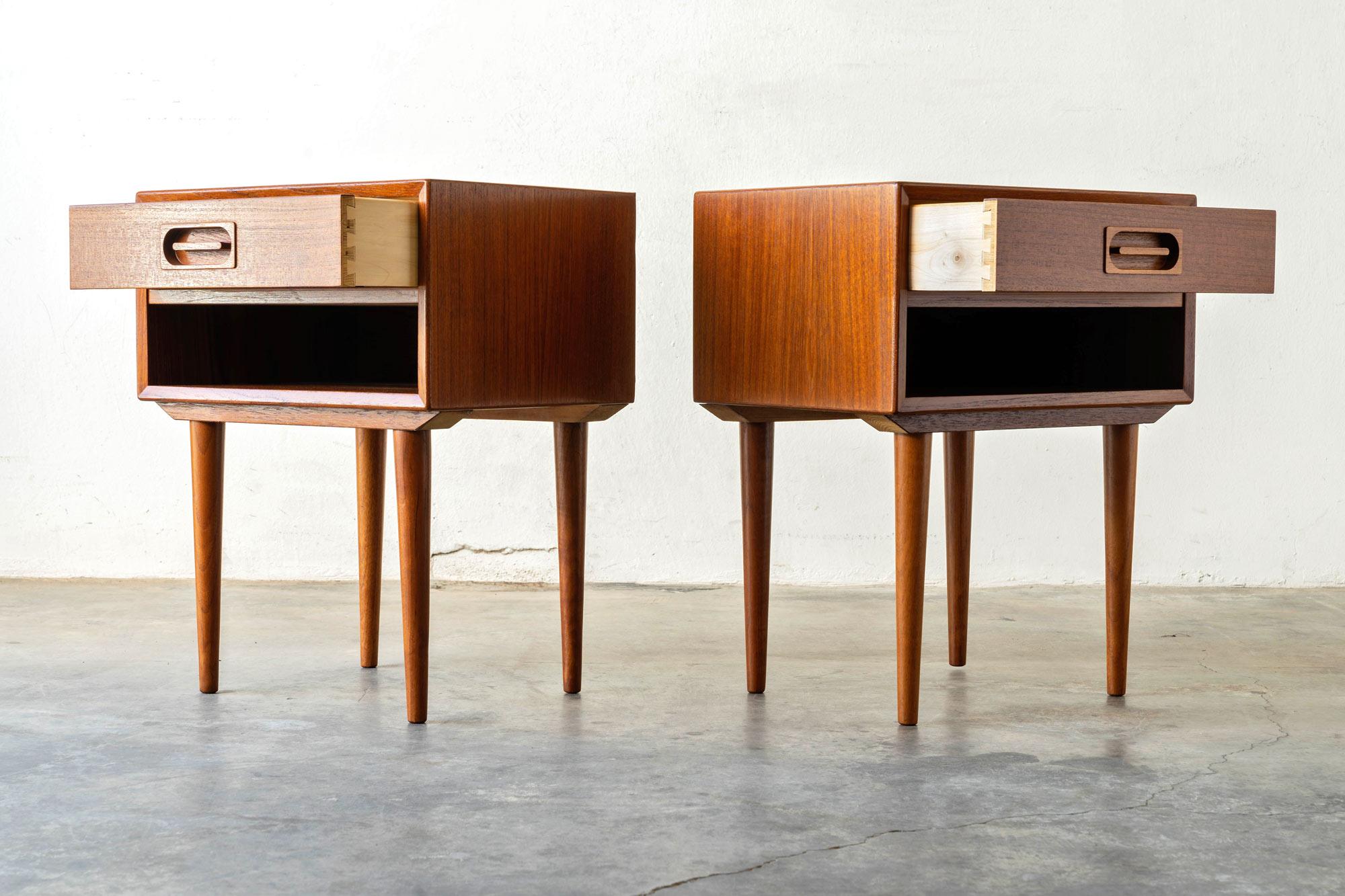 Danish Johannes Andersen for Dyrlund Teak Nightstands 'A Pair'