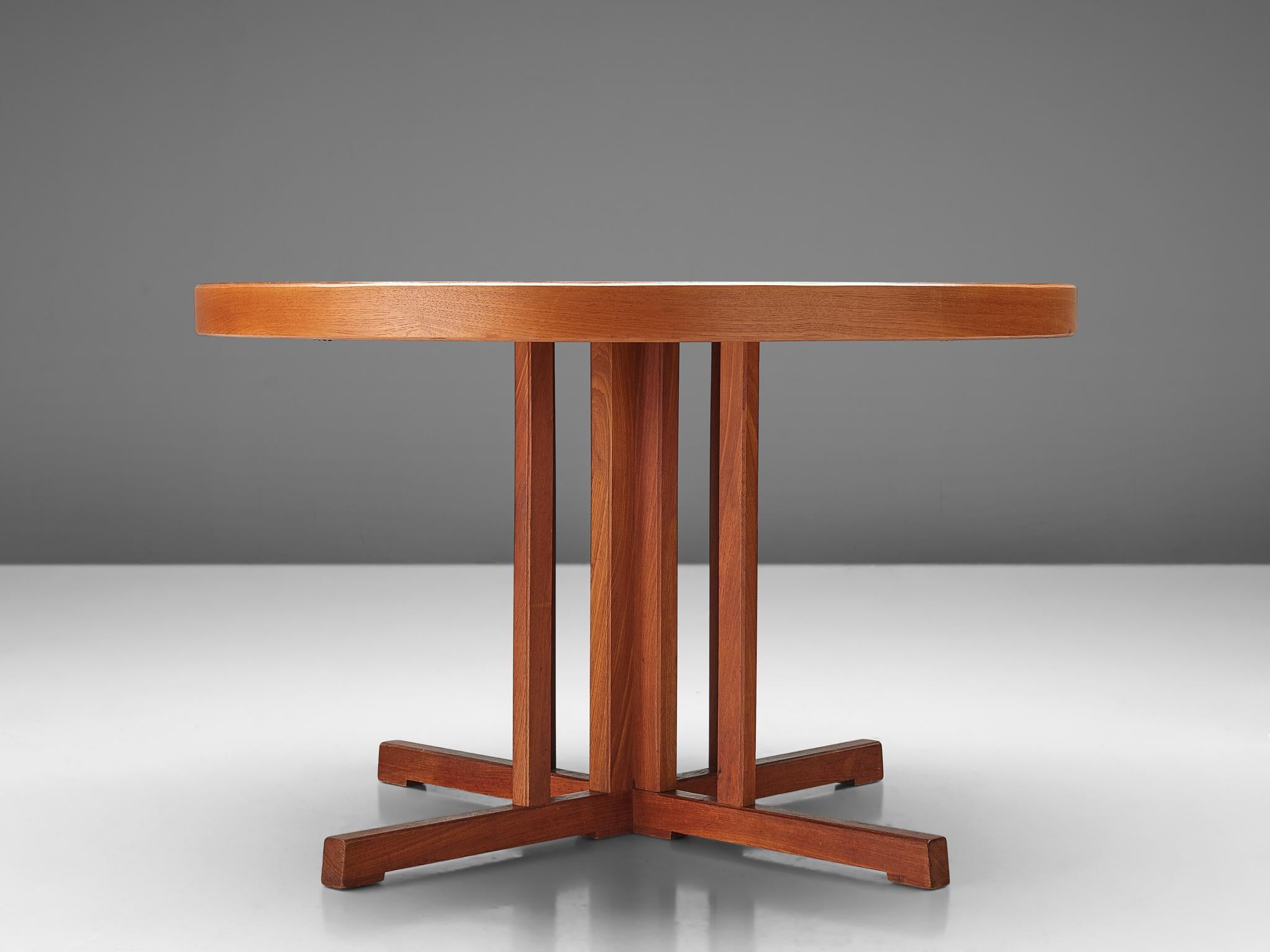 Danish Johannes Andersen for Hans Bech Round Dining Table in Teak 1960s For Sale