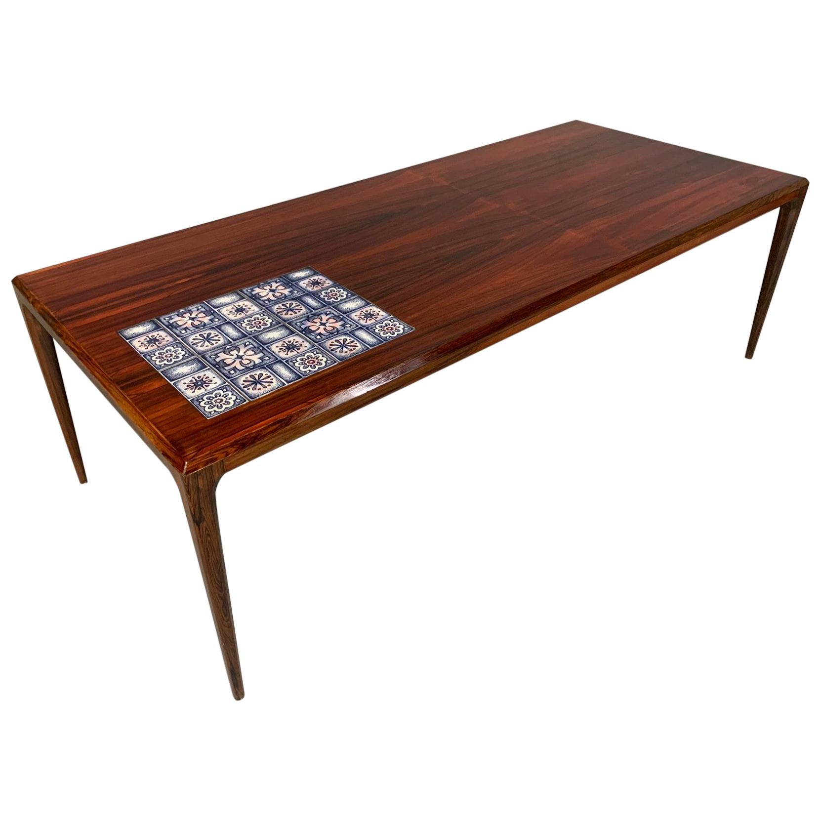 Johannes Andersen for Silkeborg Danish Design Rosewood Coffee and Tile Table