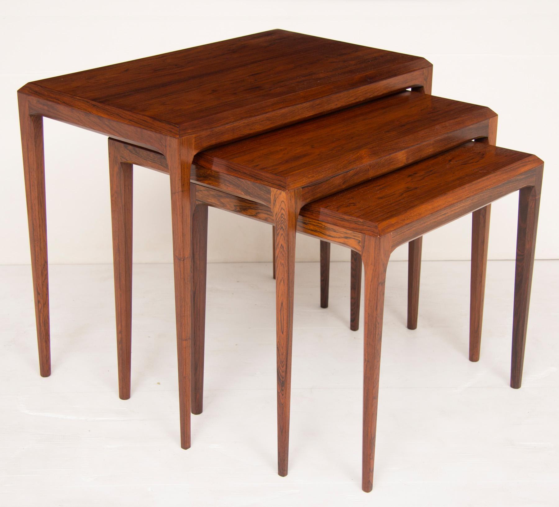 Nest of three tables by Johannes Andersen manufactured by Silkeborg.
