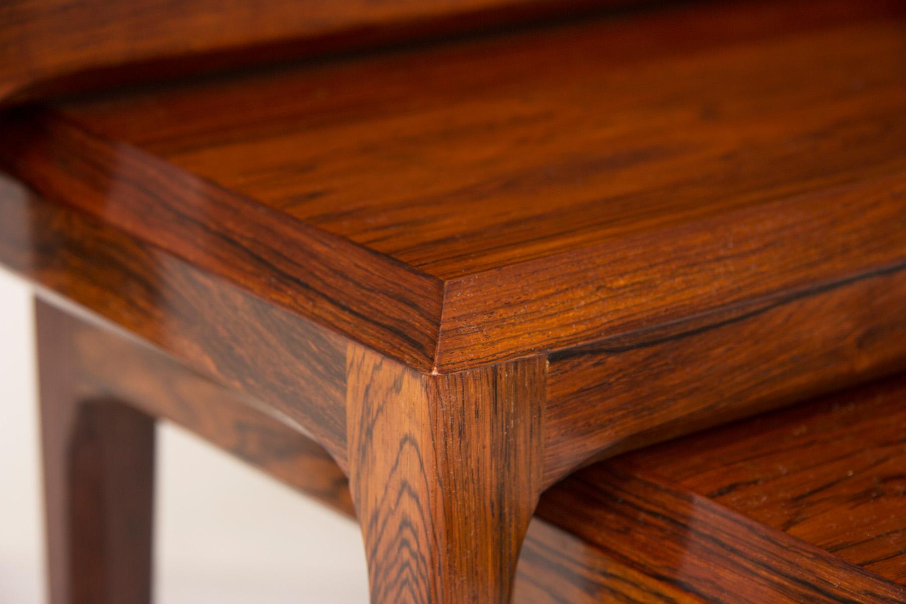 Johannes Andersen for Silkeborg Rosewood Danish Nesting Tables In Excellent Condition In Surbiton, GB