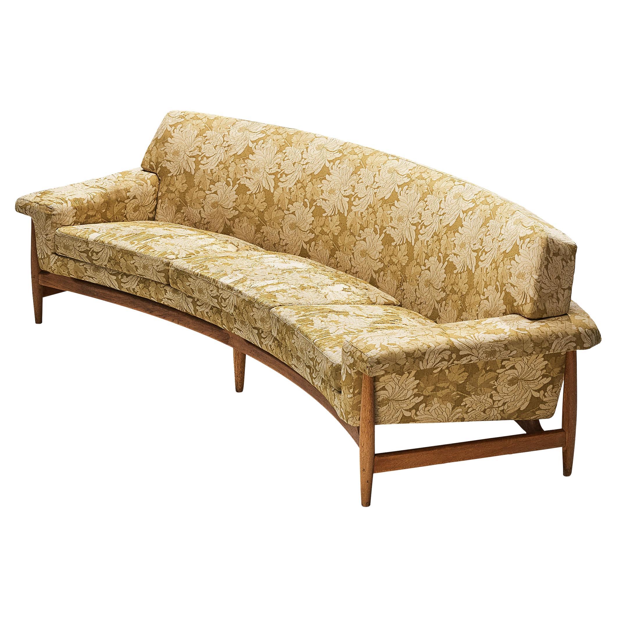 Johannes Andersen for Trensum Sofa in Teak and Mustard Yellow Floral Fabric 