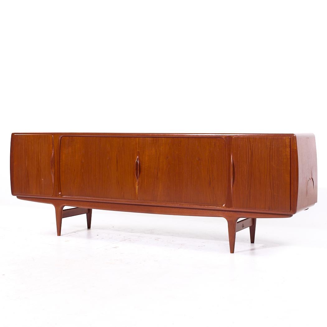 Mid-Century Modern Johannes Andersen for Uldum Mid Century Danish Teak Tambour Door Credenza For Sale