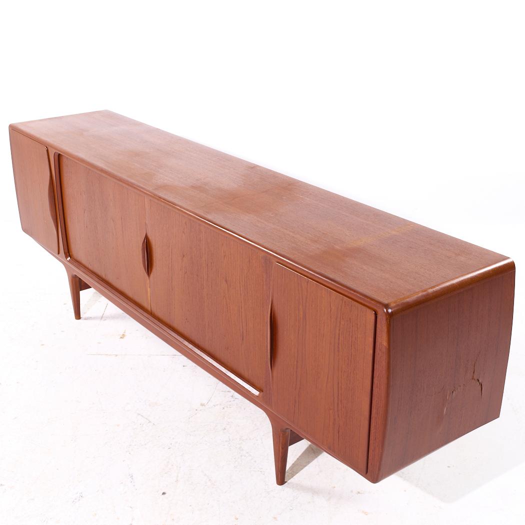 Johannes Andersen for Uldum Mid Century Danish Teak Tambour Door Credenza For Sale 1