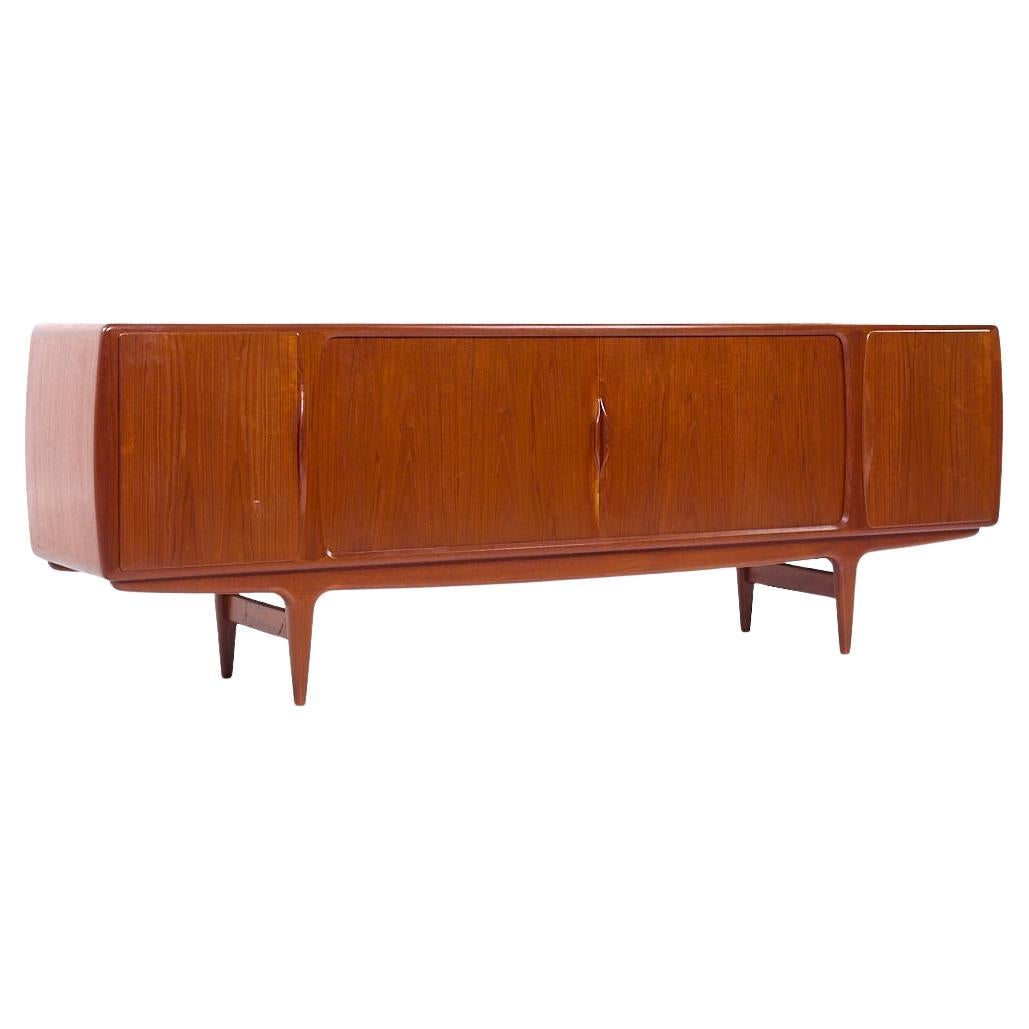 Johannes Andersen for Uldum Mid Century Danish Teak Tambour Door Credenza For Sale