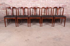 Johannes Andersen for Uldum Sculpted Teak Juliane Dining Chairs, Newly Restored