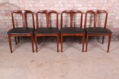 Johannes Andersen for Uldum Sculpted Teak Juliane Dining Chairs, Newly Restored