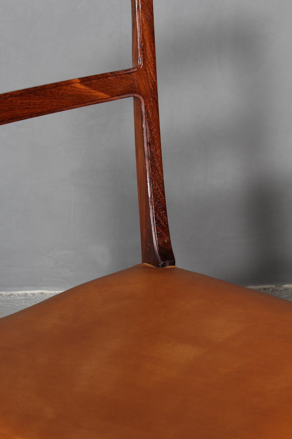 Johannes Andersen four Dining Chairs, Rosewood and Leather Upholstery In Excellent Condition For Sale In Esbjerg, DK