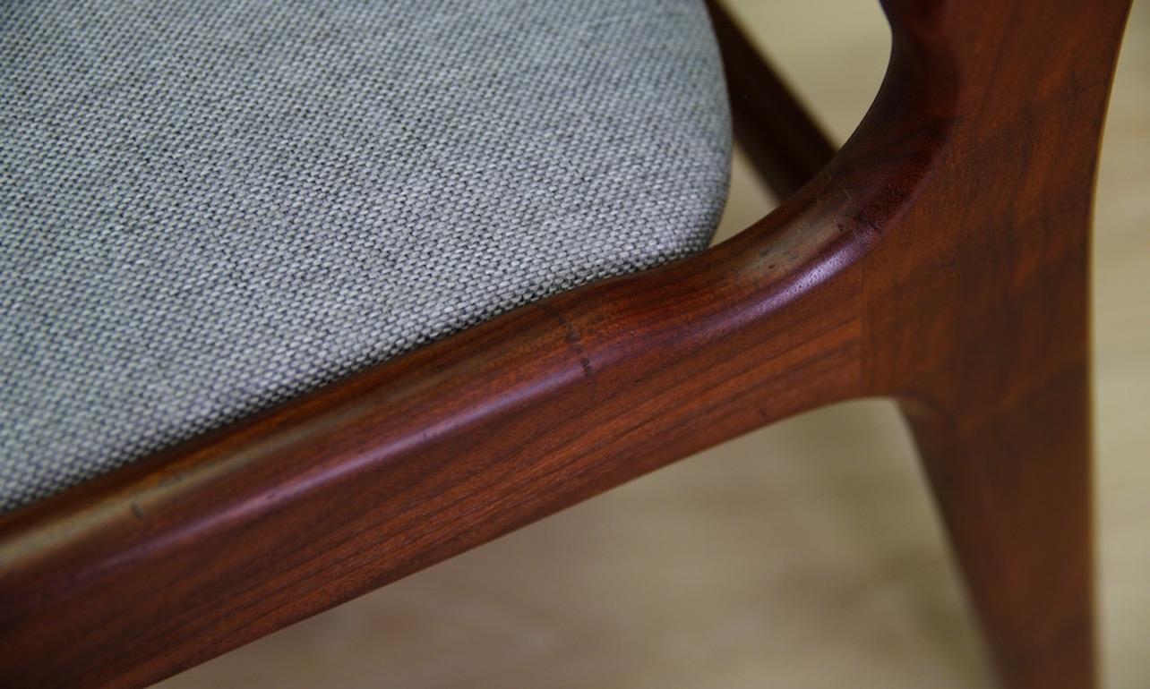 Upholstery Johannes Andersen Gray Chairs Danish Design Teak Retro, 1960s For Sale