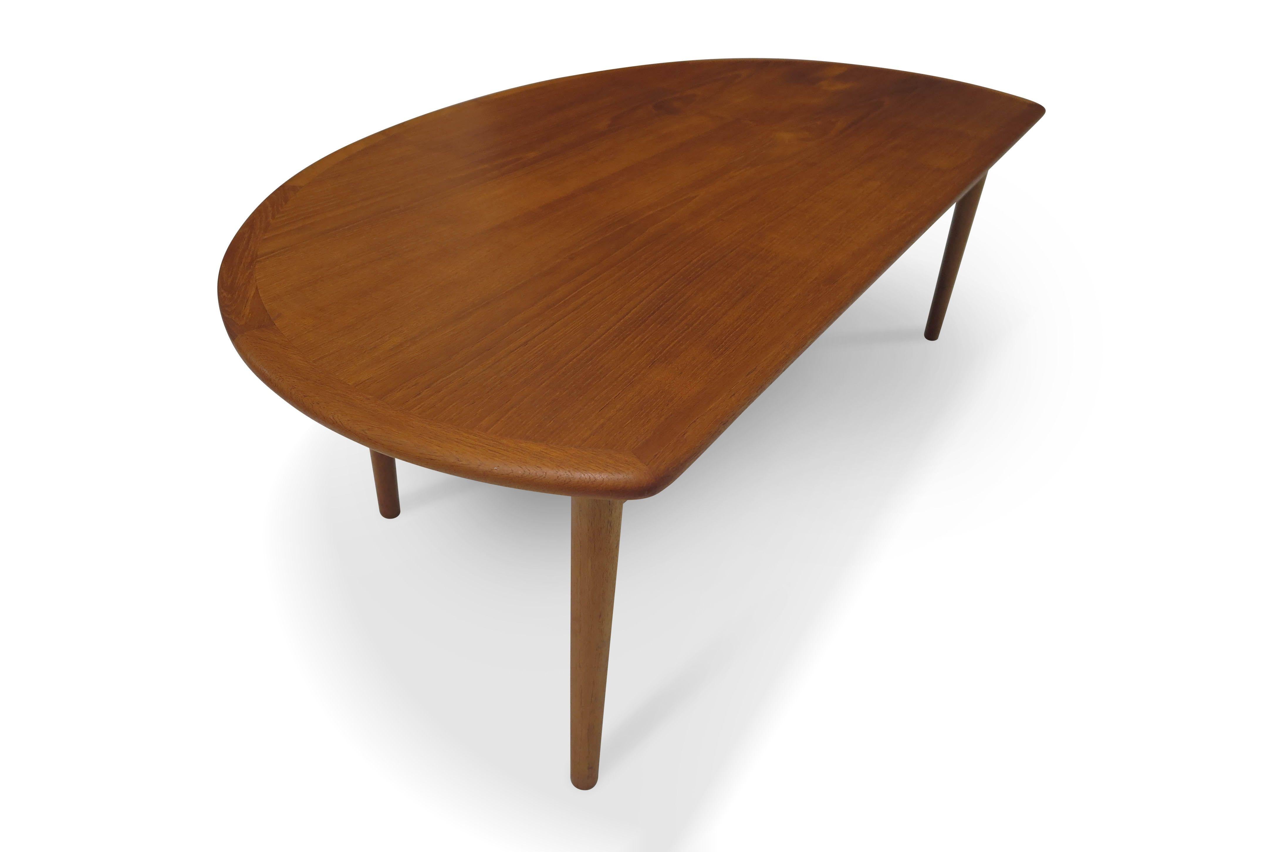 Oiled Johannes Andersen Half Round Coffee Table For Sale