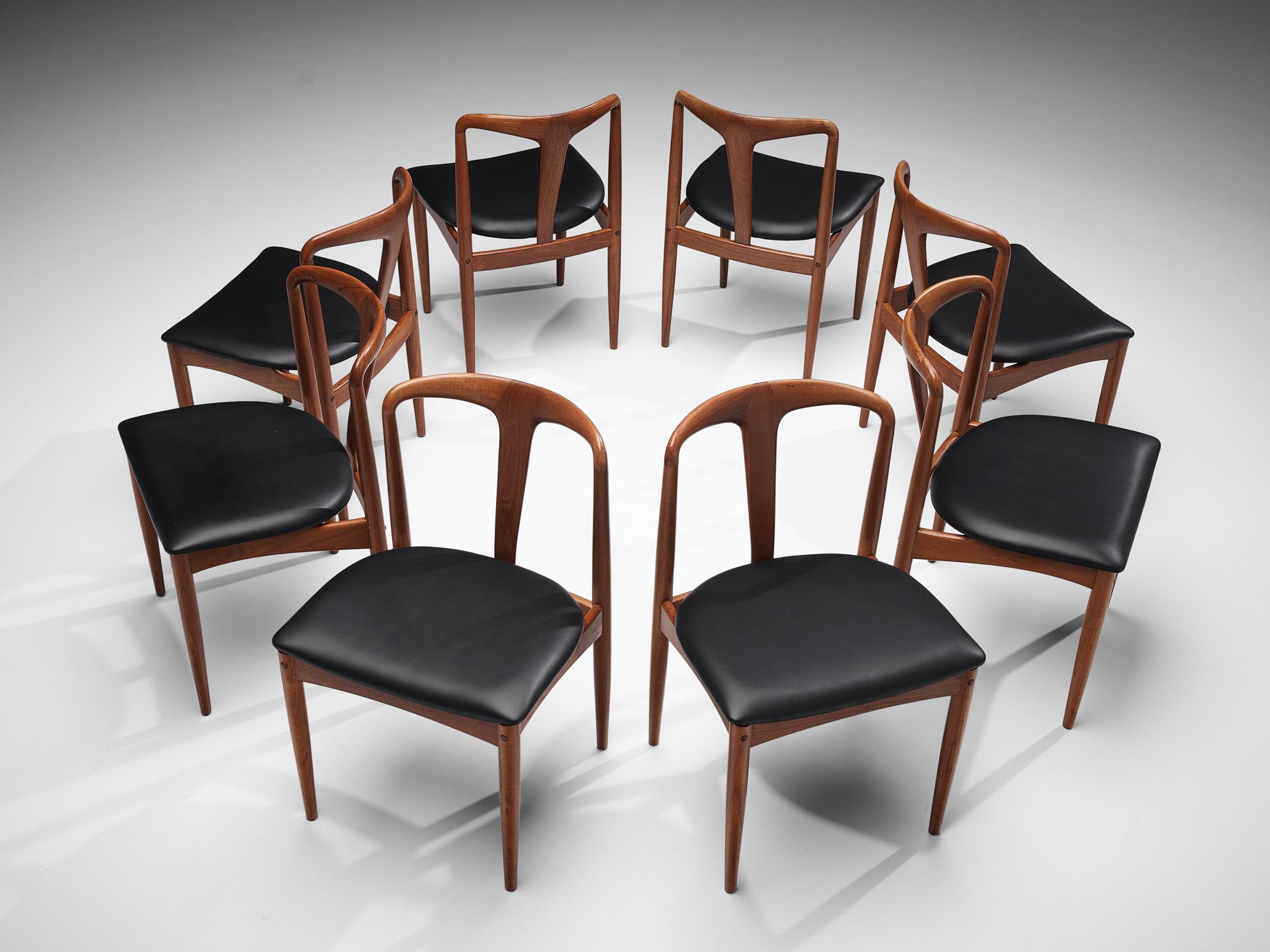 Fabric Johannes Andersen 'Juliane' Dining Chairs in Teak