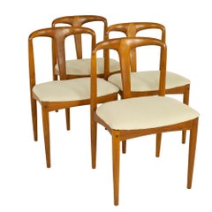 Johannes Andersen Juliane Style D-Scan Mid Century Teak Dining Chairs, Set of 4