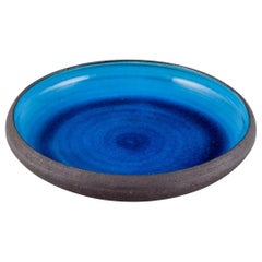 Johannes Andersen. Large ceramic bowl in the style with turquoise glaze