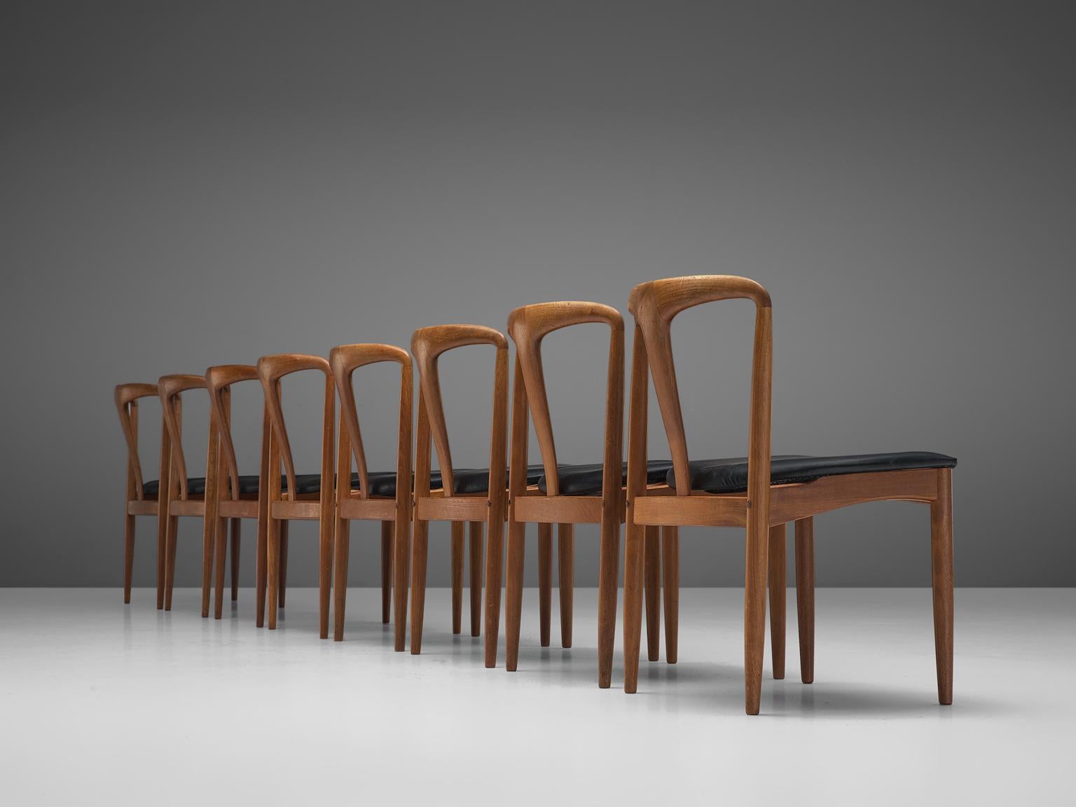 Danish Johannes Andersen Large Set 'Juliane' Dining Chairs in Teak