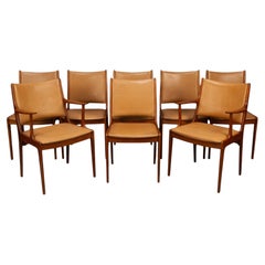 Johannes Andersen Made by Uldum Møbler, Denmark. Set of Eight Dining Chairs