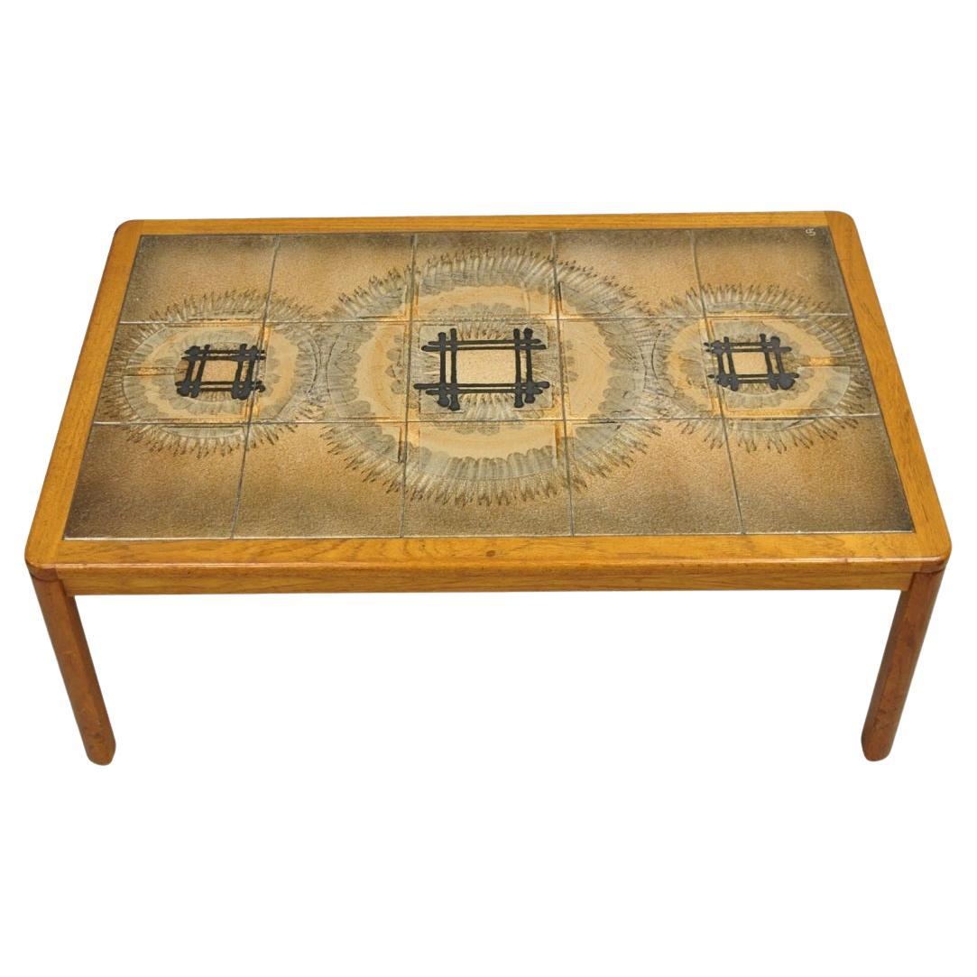 Johannes Andersen Mid Century Danish Modern Ceramic Tile Teak Wood Coffee Table For Sale