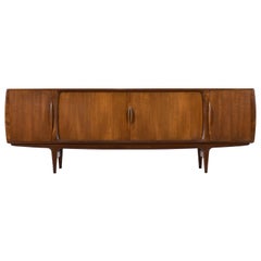 Johannes Andersen Model-19 Teak Tambour Door Credenza with Sculpted Pulls