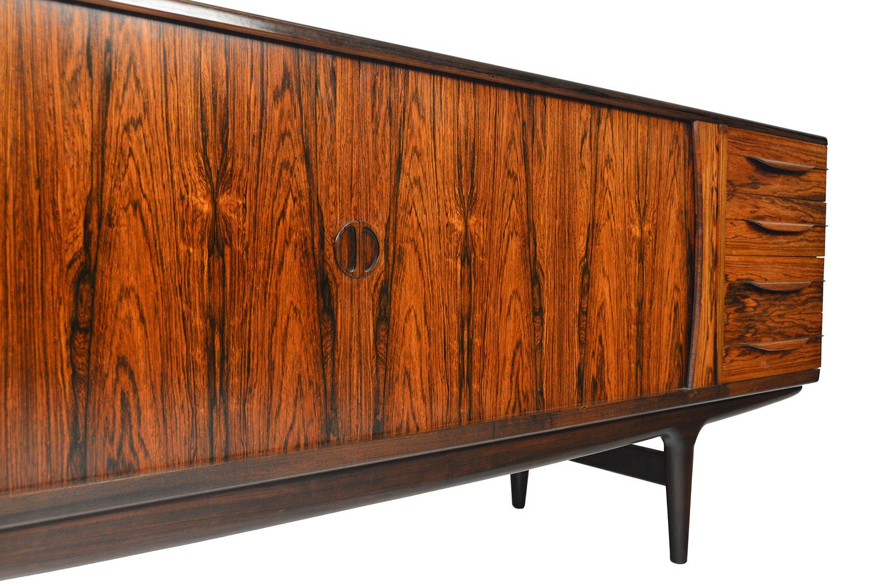 Johannes Andersen Model U15 Tambour Rosewood Credenza In Good Condition In Berkeley, CA