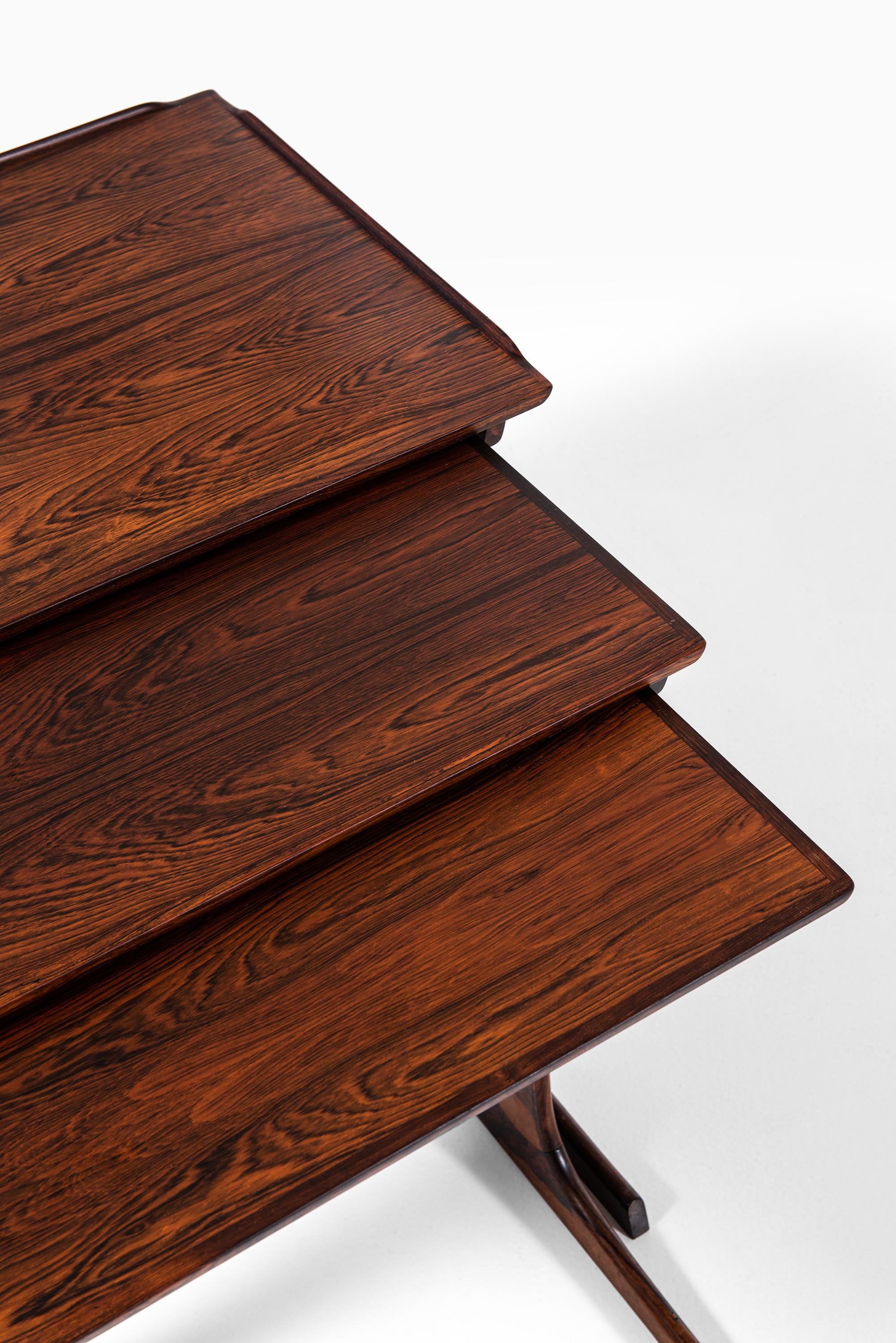 Mid-20th Century Johannes Andersen Nesting Tables in Rosewood by CFC Silkeborg in Denmark