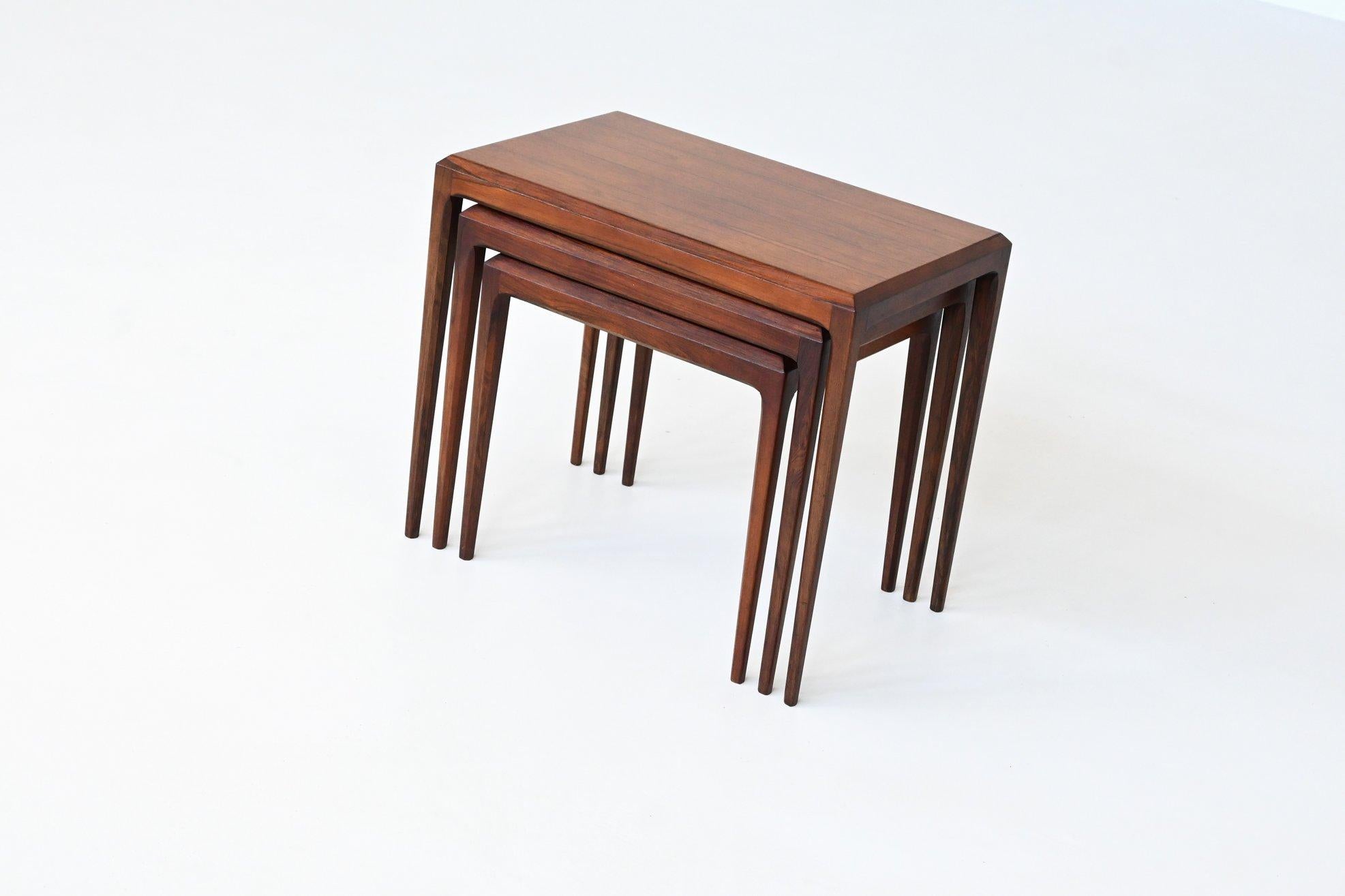 Johannes Andersen nesting tables in rosewood CFC Silkeborg Denmark 1960 3