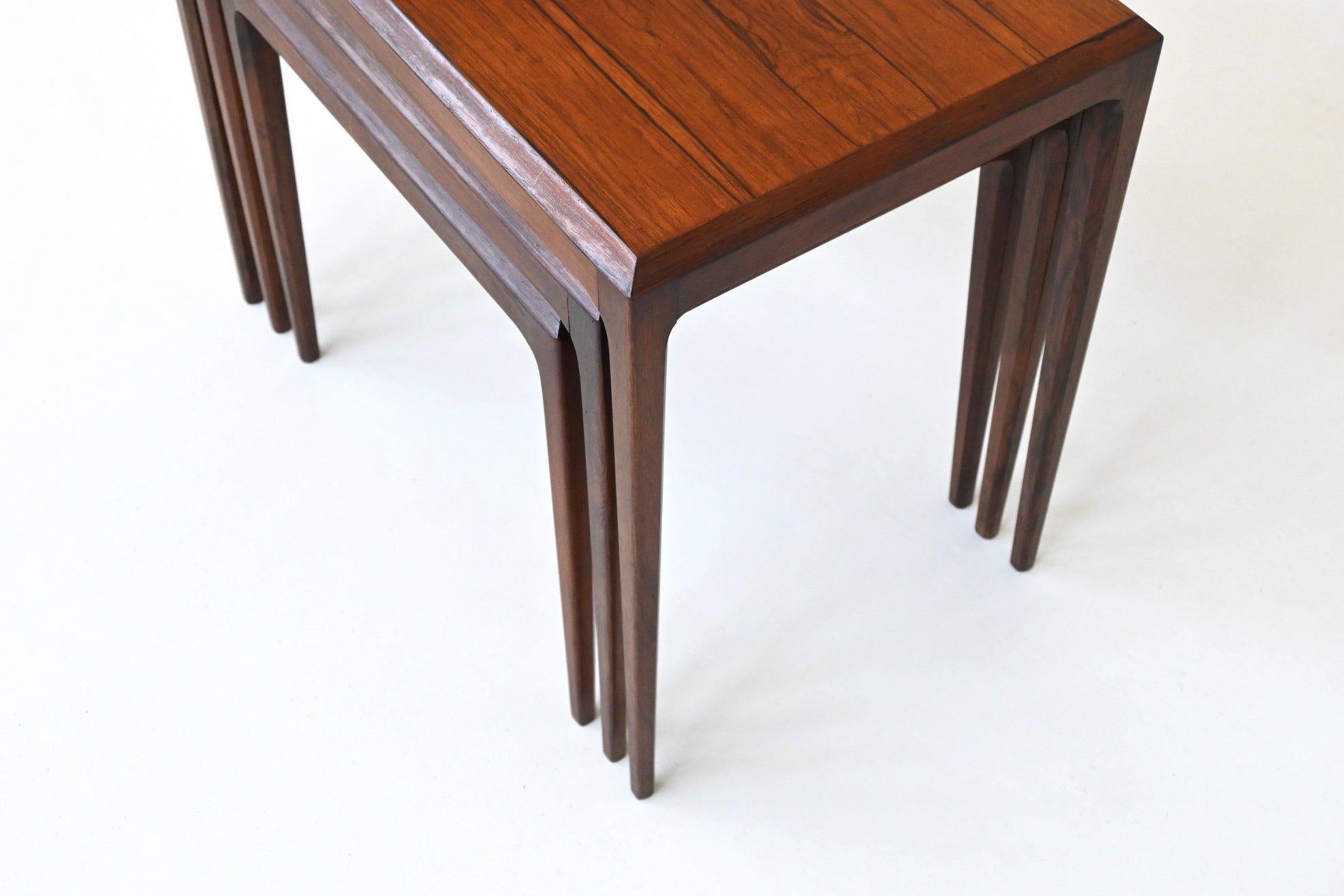 Johannes Andersen nesting tables in rosewood CFC Silkeborg Denmark 1960 4