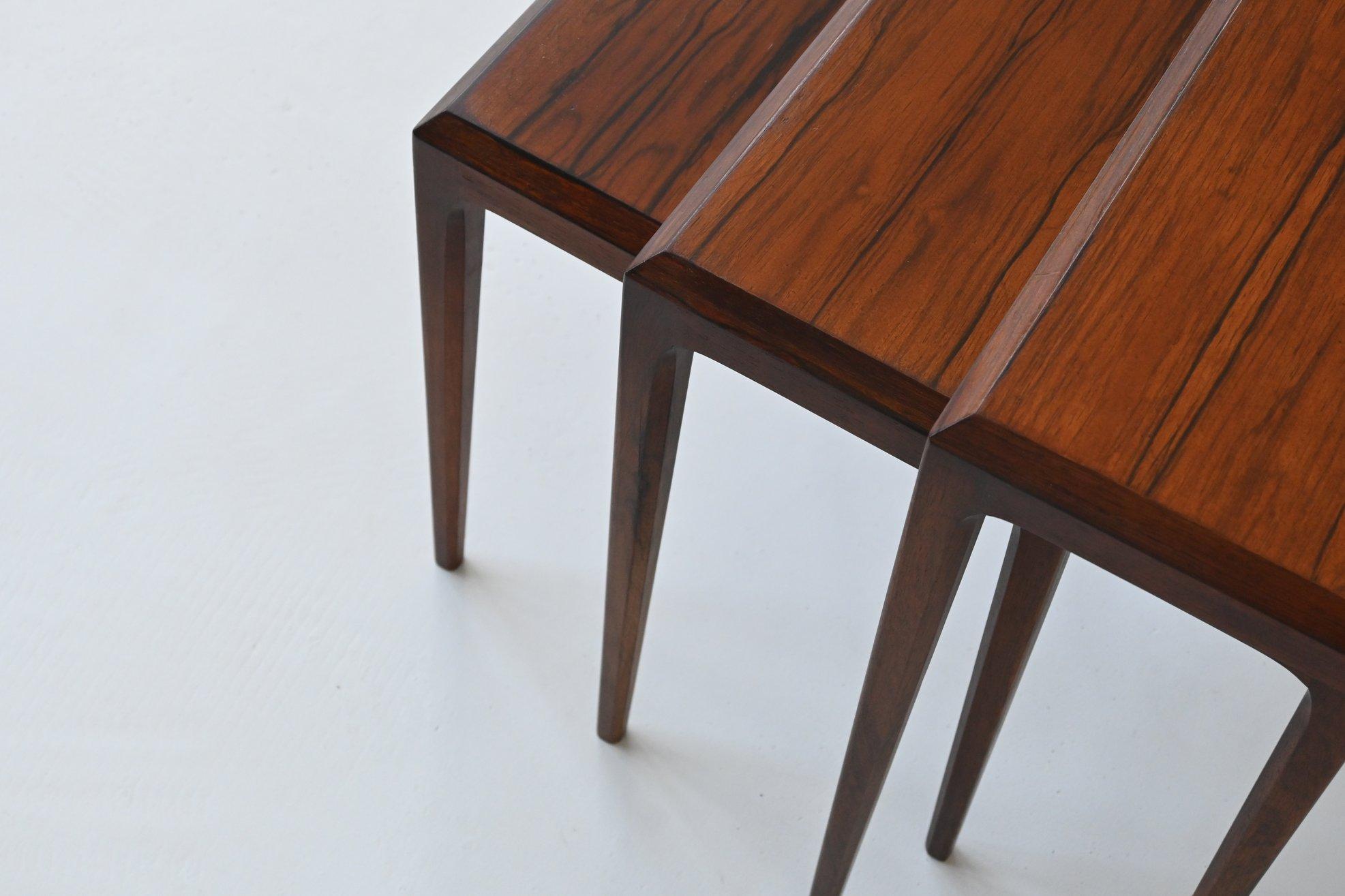Johannes Andersen nesting tables in rosewood CFC Silkeborg Denmark 1960 7