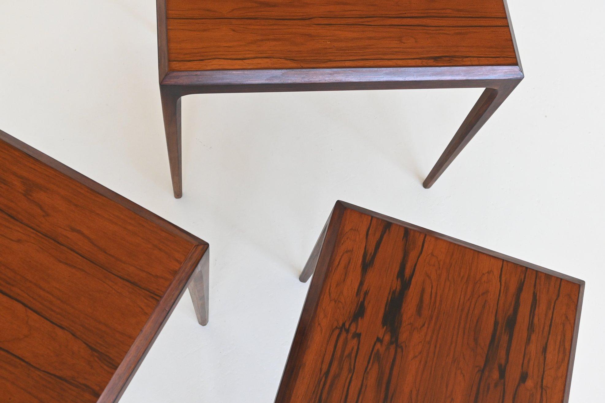 Johannes Andersen nesting tables in rosewood CFC Silkeborg Denmark 1960 8