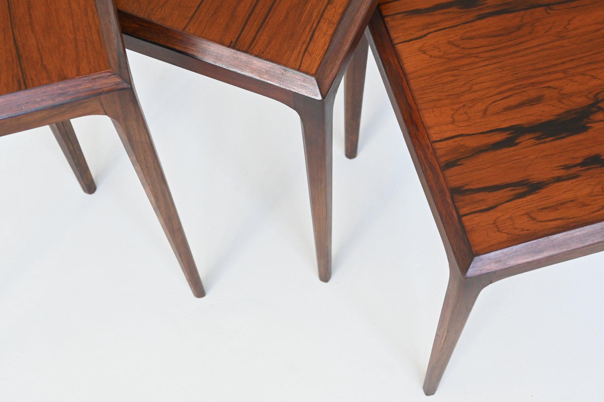 Johannes Andersen nesting tables in rosewood CFC Silkeborg Denmark 1960 9