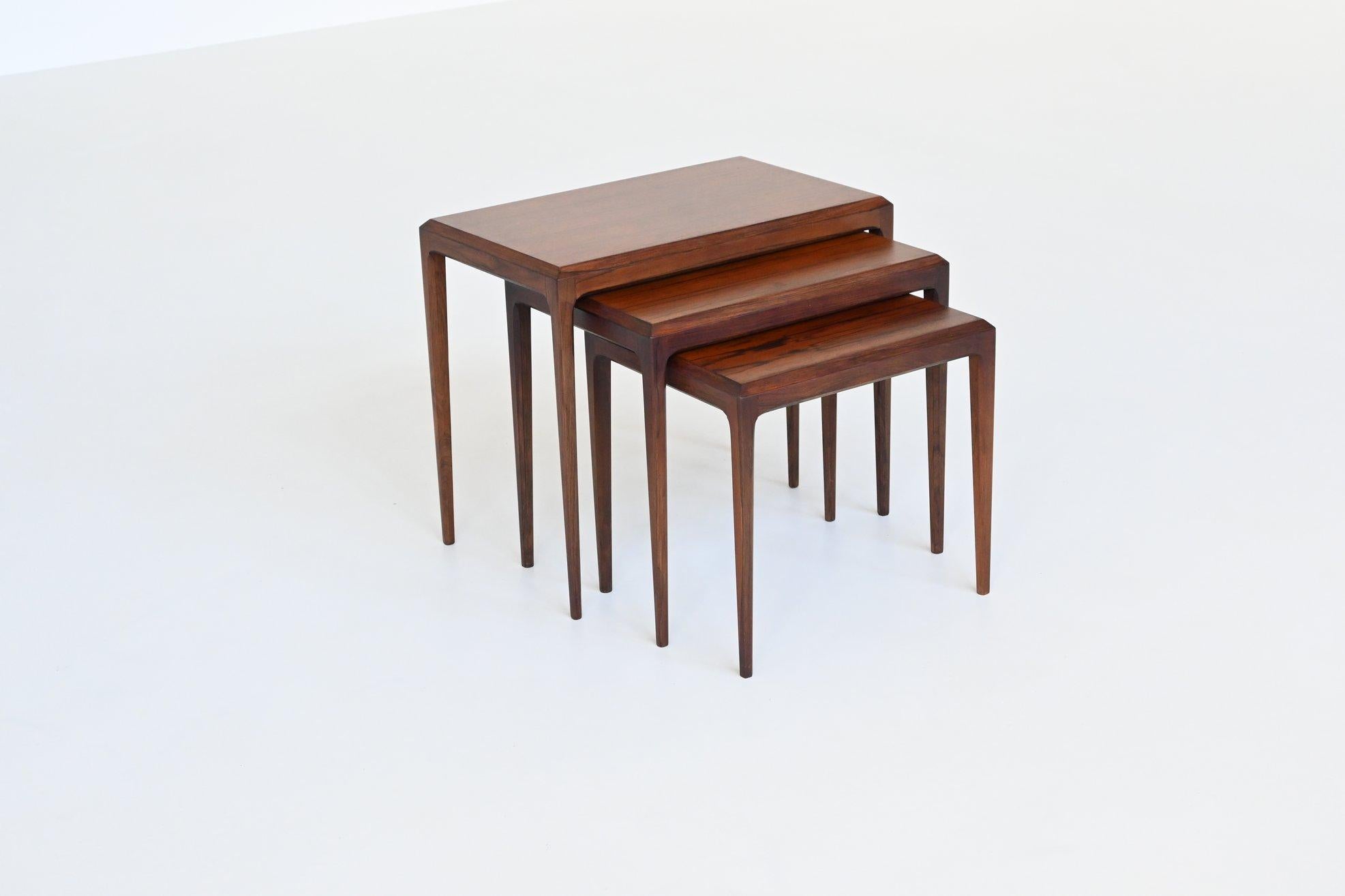 Johannes Andersen nesting tables in rosewood CFC Silkeborg Denmark 1960 13