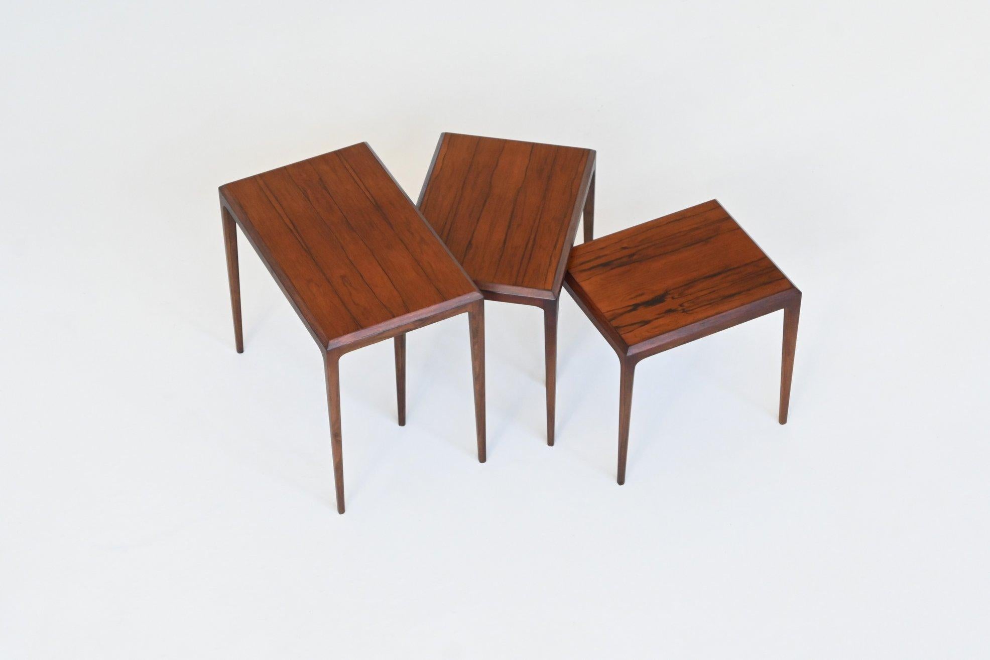 Johannes Andersen nesting tables in rosewood CFC Silkeborg Denmark 1960 1