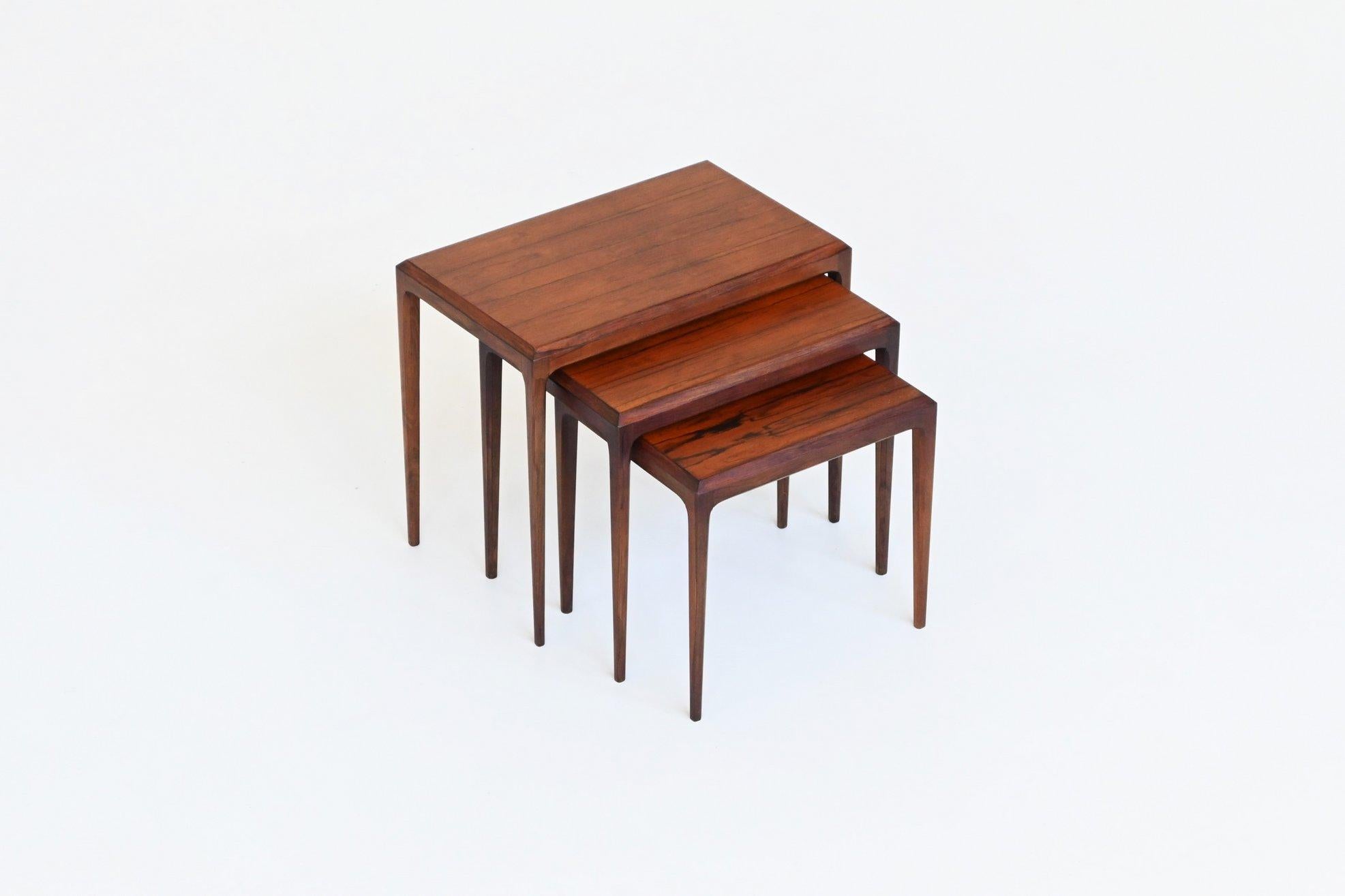 Johannes Andersen nesting tables in rosewood CFC Silkeborg Denmark 1960 2
