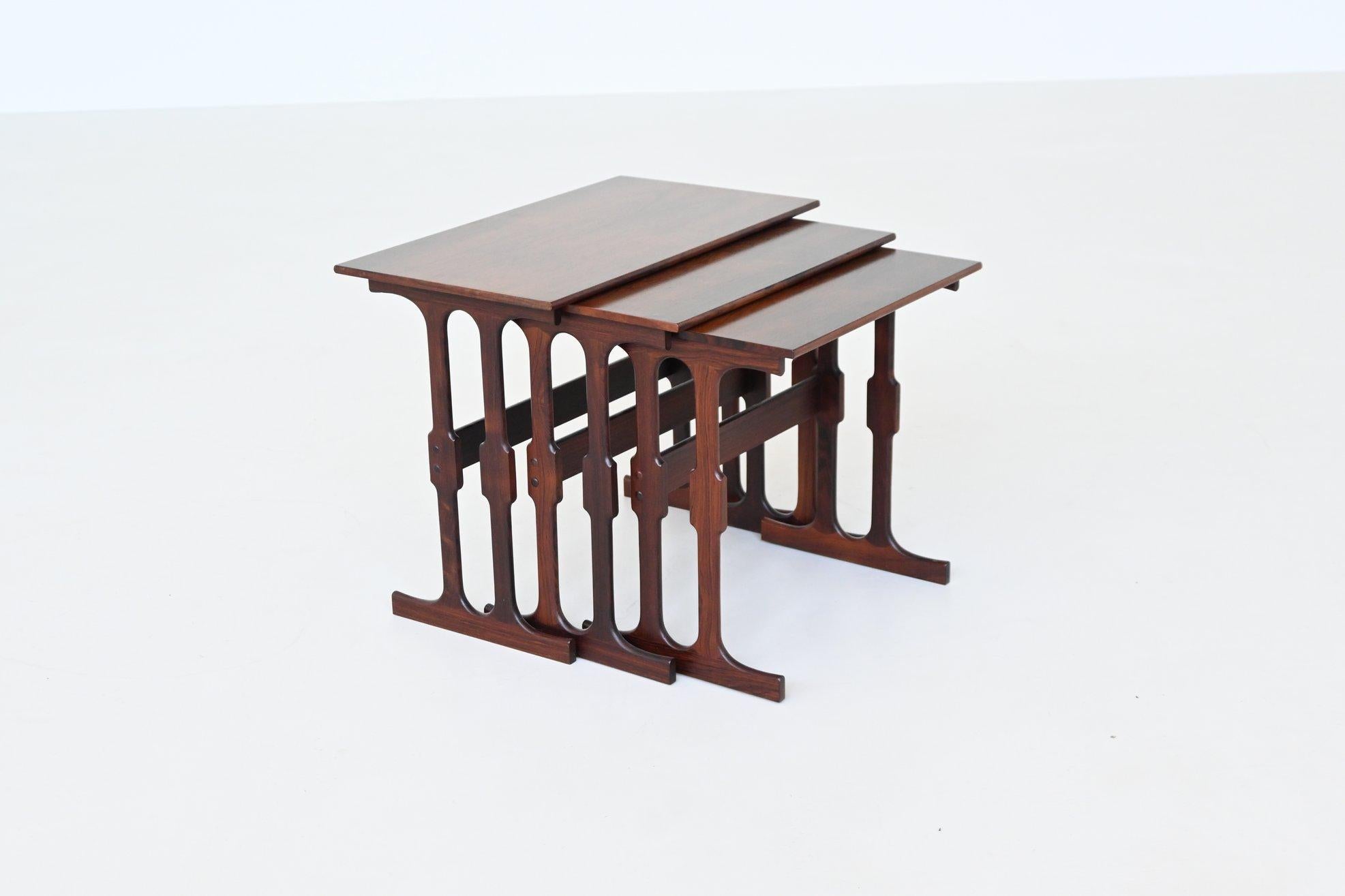Johannes Andersen nesting tables in rosewood Silkeborg Denmark 1960 For Sale 3