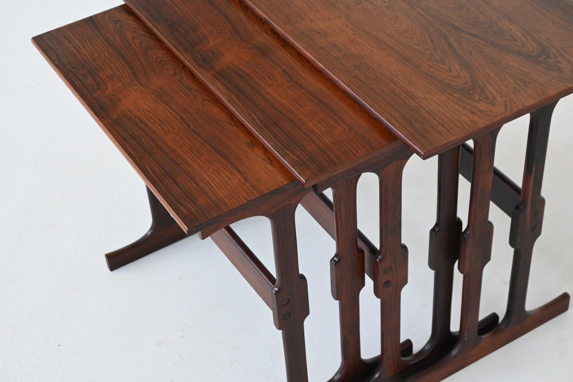 Johannes Andersen nesting tables in rosewood Silkeborg Denmark 1960 For Sale 4