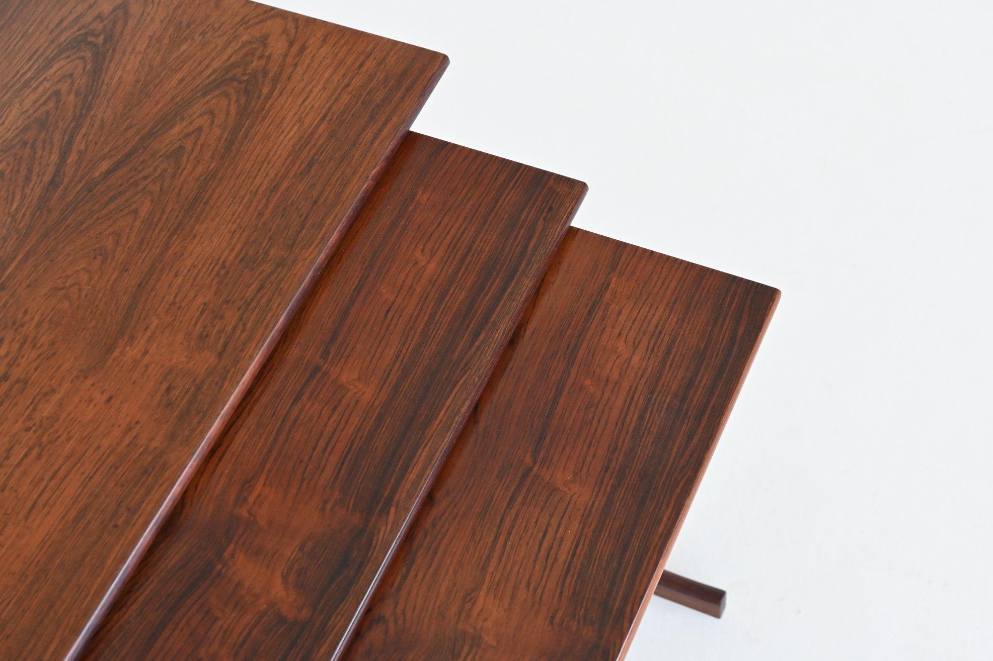 Johannes Andersen nesting tables in rosewood Silkeborg Denmark 1960 For Sale 5