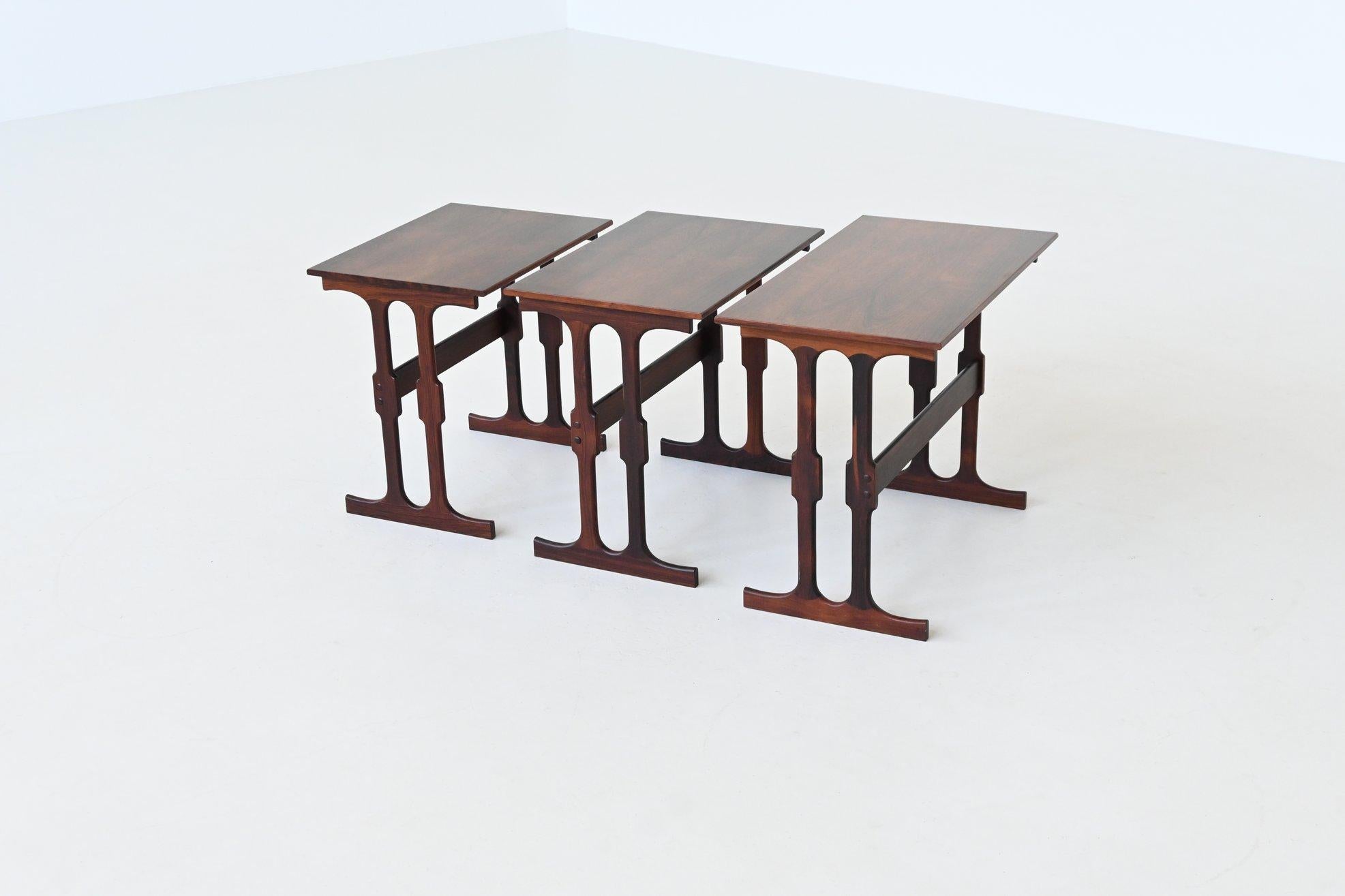Johannes Andersen nesting tables in rosewood Silkeborg Denmark 1960 In Good Condition For Sale In Etten-Leur, NL