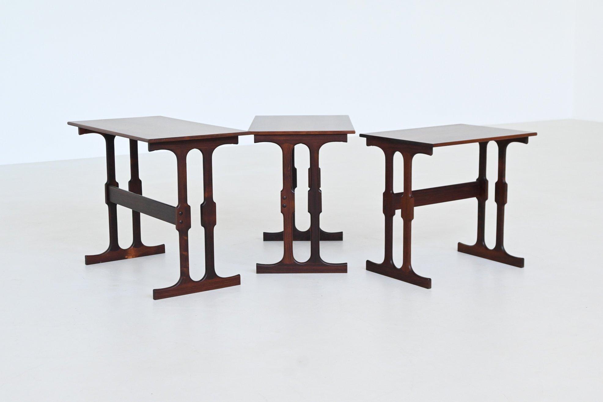 Johannes Andersen nesting tables in rosewood Silkeborg Denmark 1960 For Sale 2