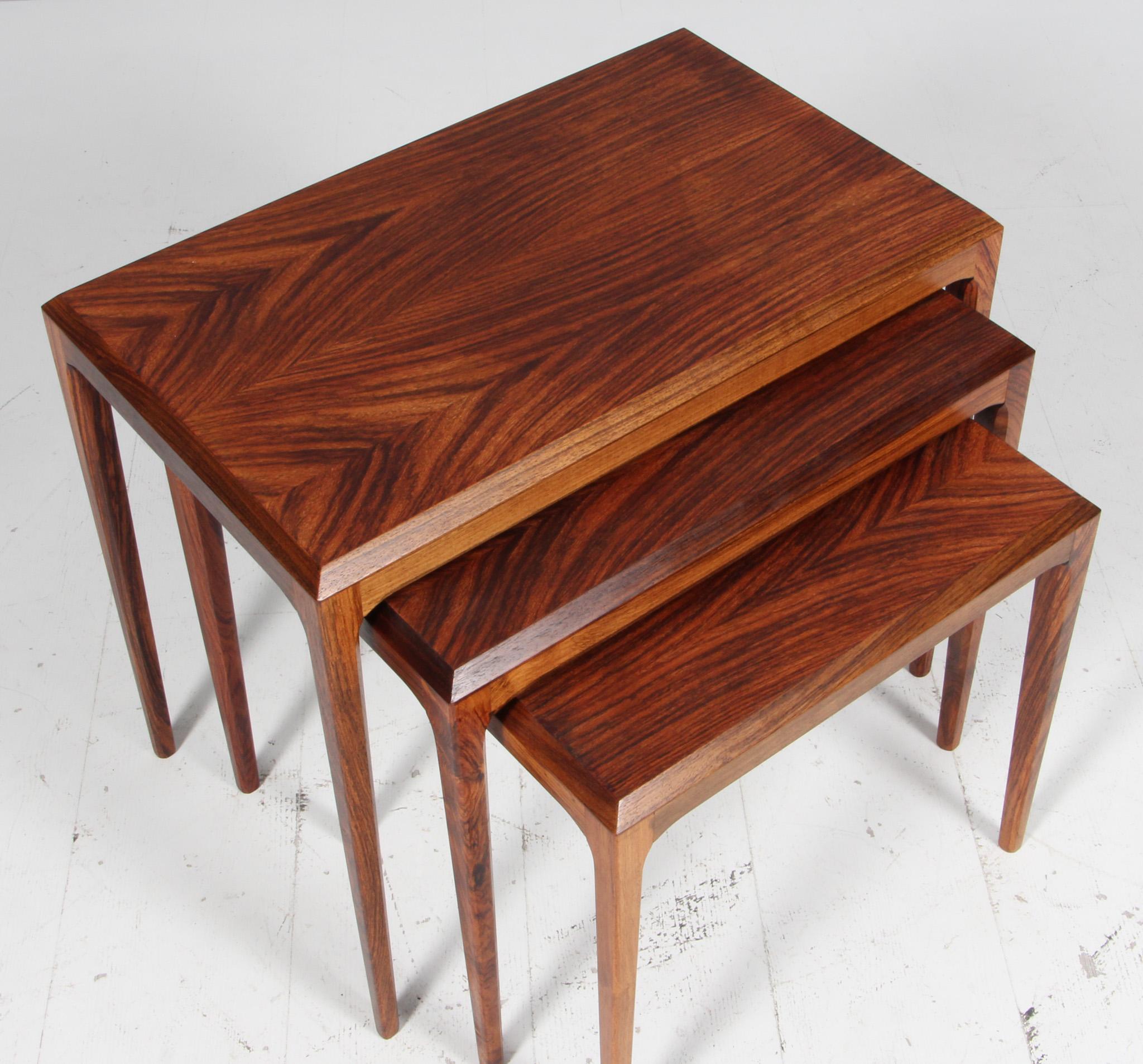 Scandinavian Modern Johannes Andersen nesting tables Produced by CFC Silkeborg in Denmark For Sale