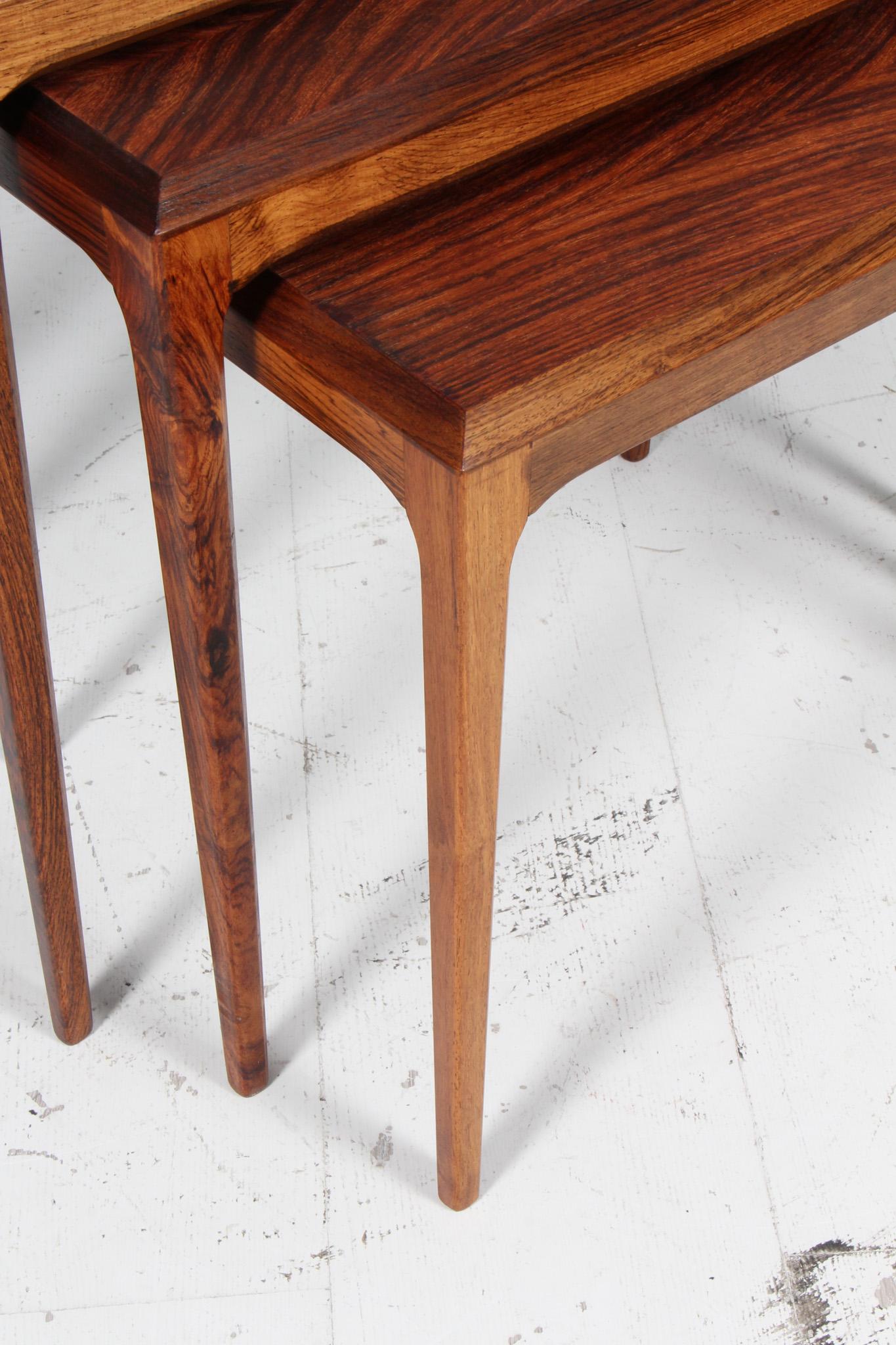 Danish Johannes Andersen nesting tables Produced by CFC Silkeborg in Denmark For Sale