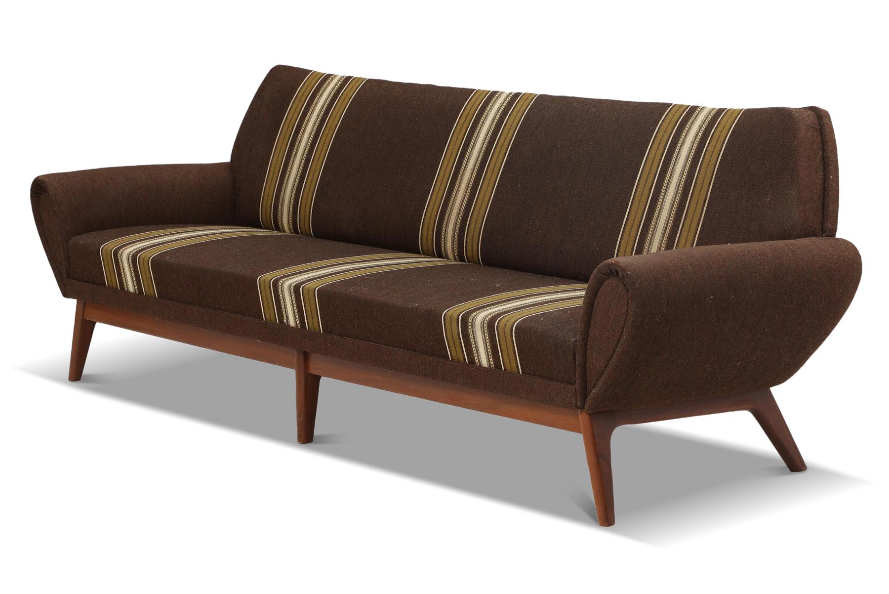 Mid-Century Modern Johannes Andersen Organic Modern Sofa in Striped Wool For Sale