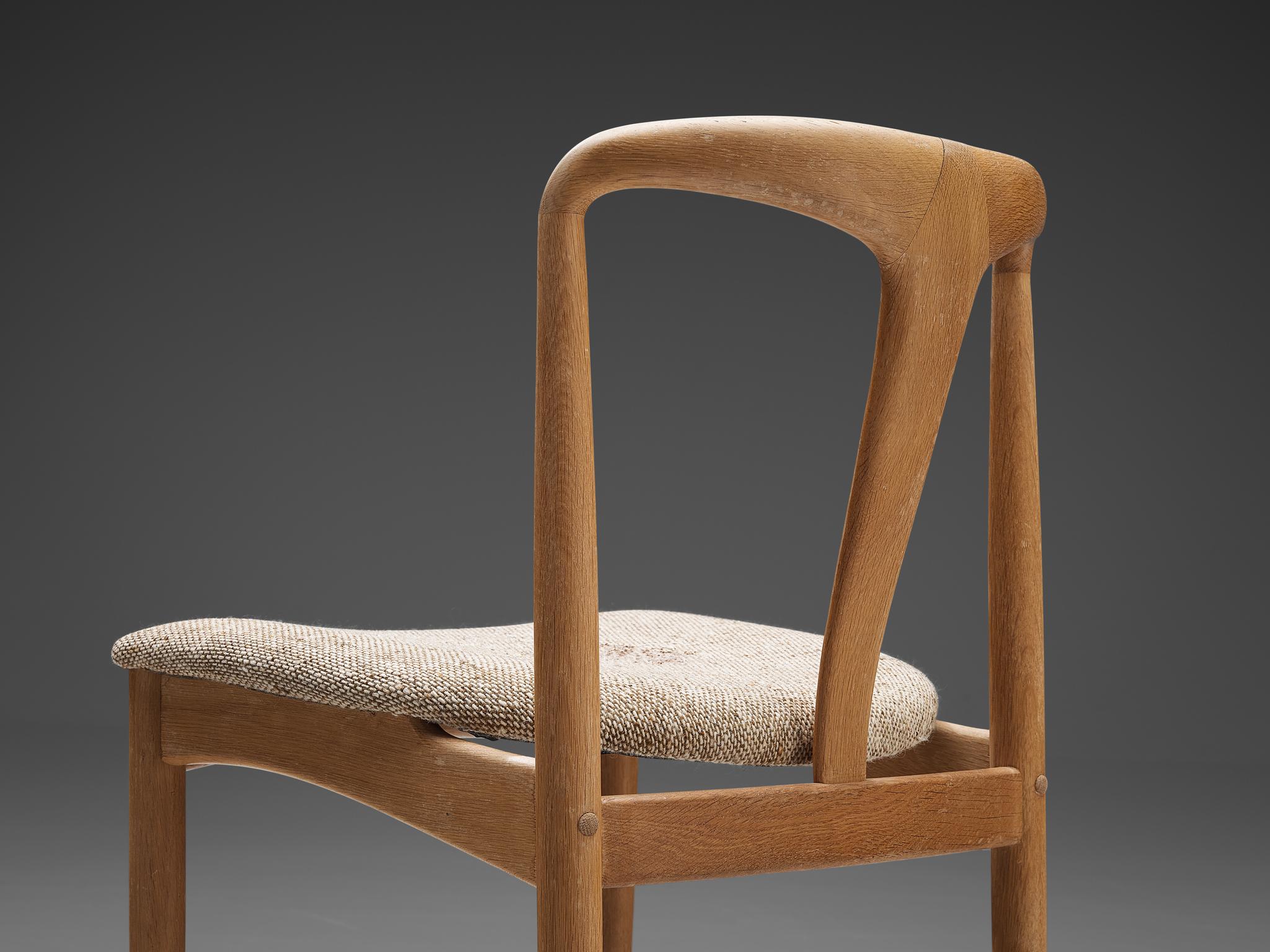 Danish Johannes Andersen Pair of 'Juliane' Dining Chairs in Oak and Off-White Fabric