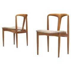 Johannes Andersen Pair of 'Juliane' Dining Chairs in Oak and Off-White Fabric