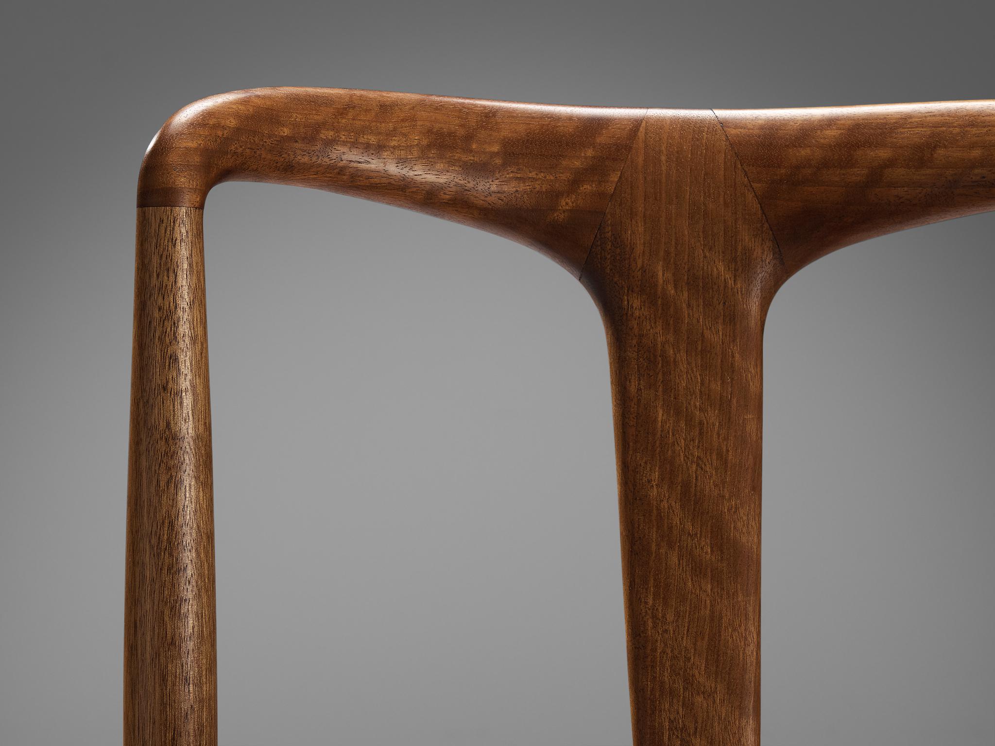 Fabric Johannes Andersen Pair of 'Juliane' Dining Chairs in Teak and Leather For Sale