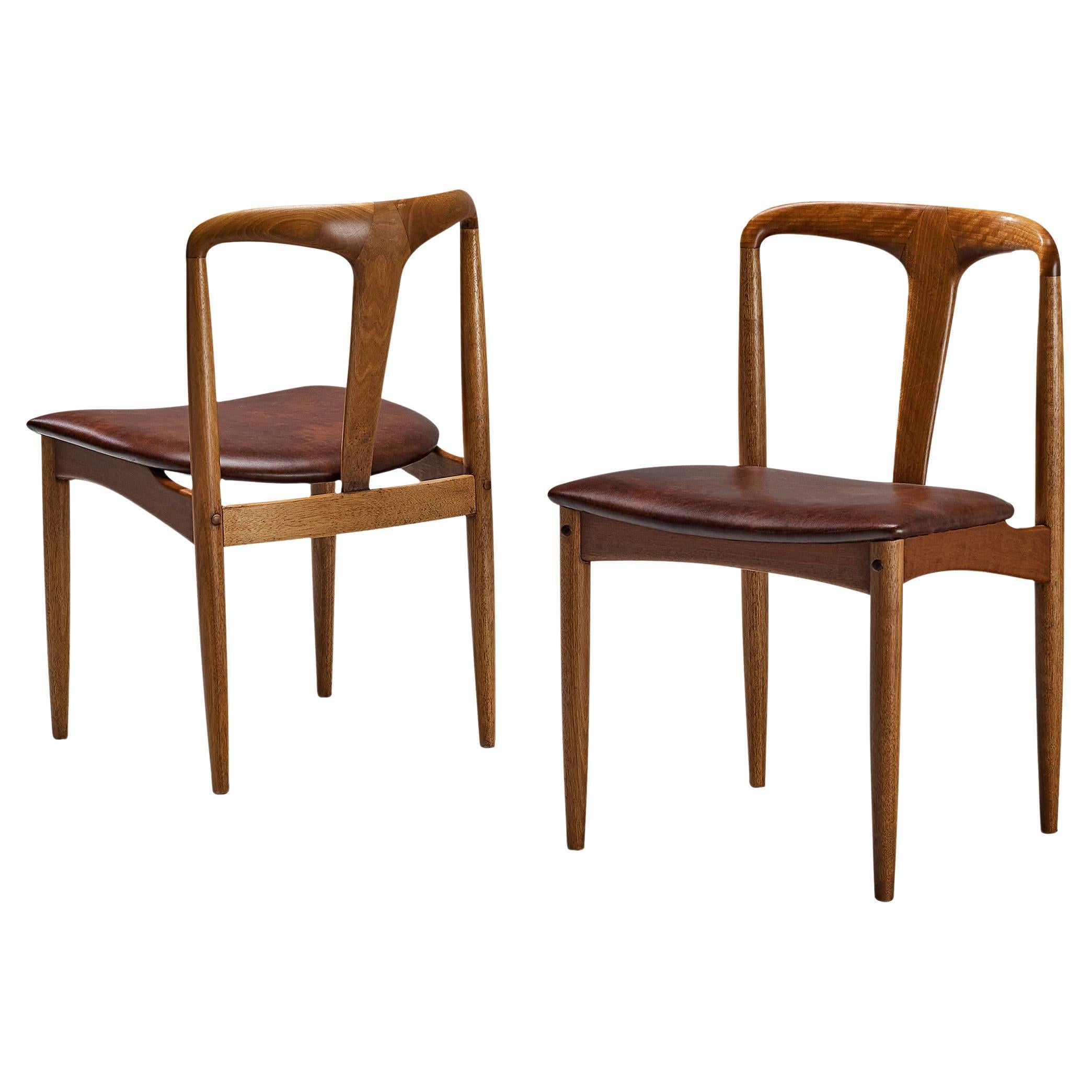 Johannes Andersen Pair of 'Juliane' Dining Chairs in Teak and Leather