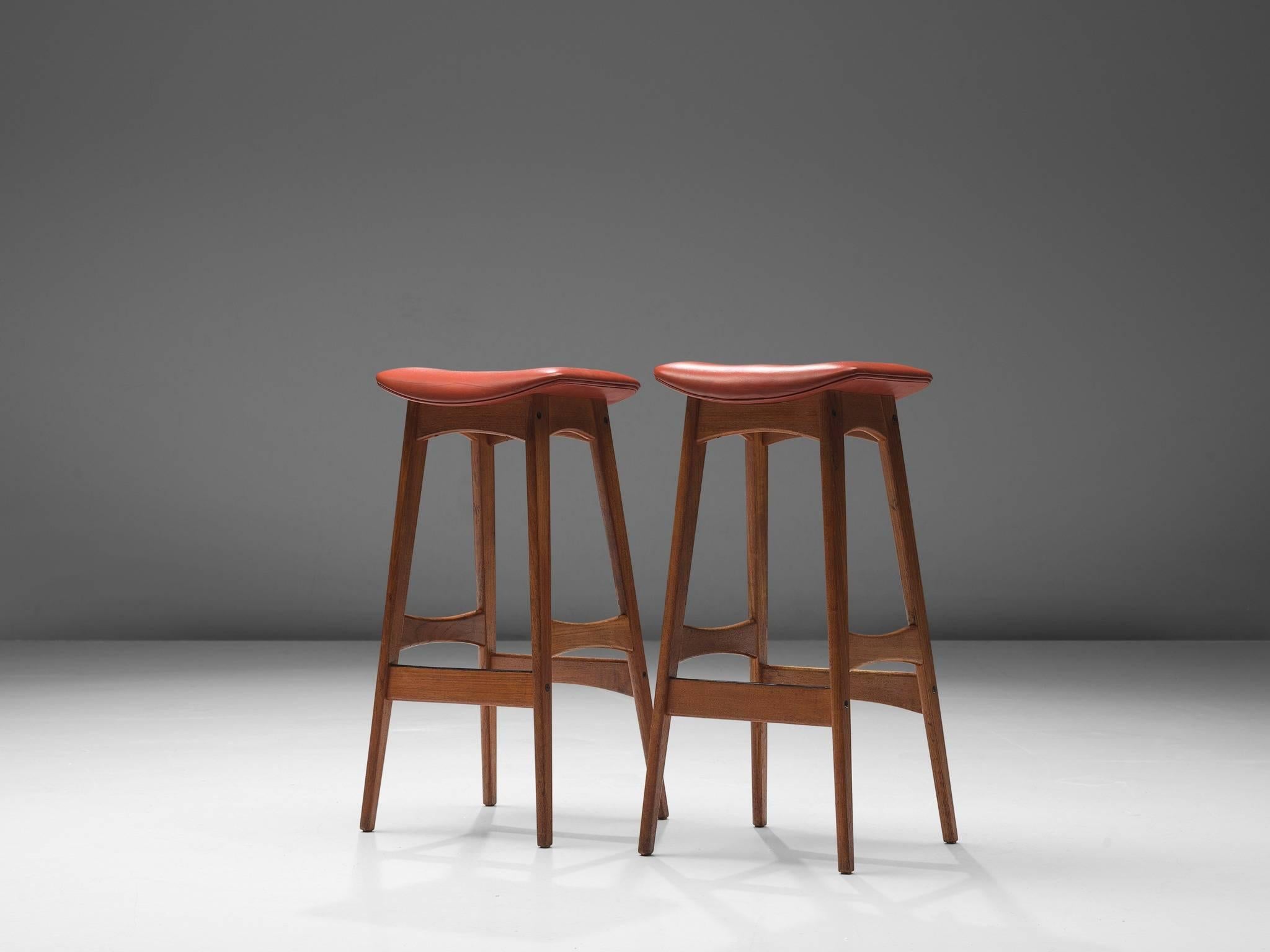 Scandinavian Modern Johannes Andersen Pair of Teak Bar Stools