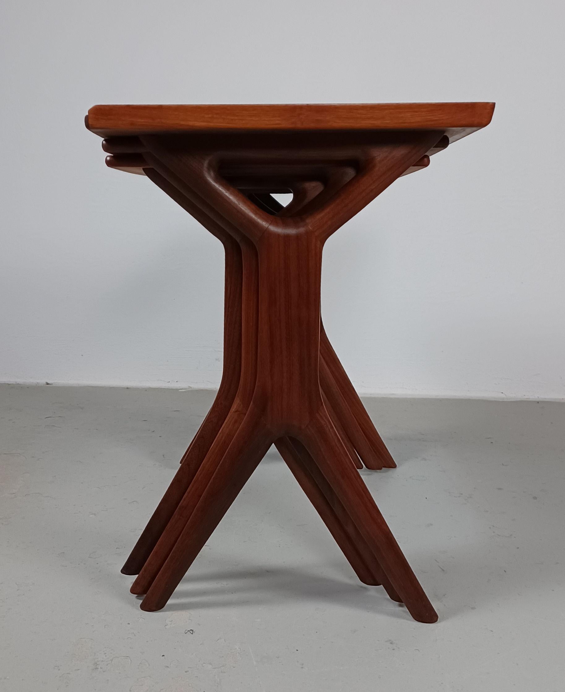 Johannes Andersen Restored and Refinished Teak Nesting Tables by CFC Silkeborg. For Sale 2