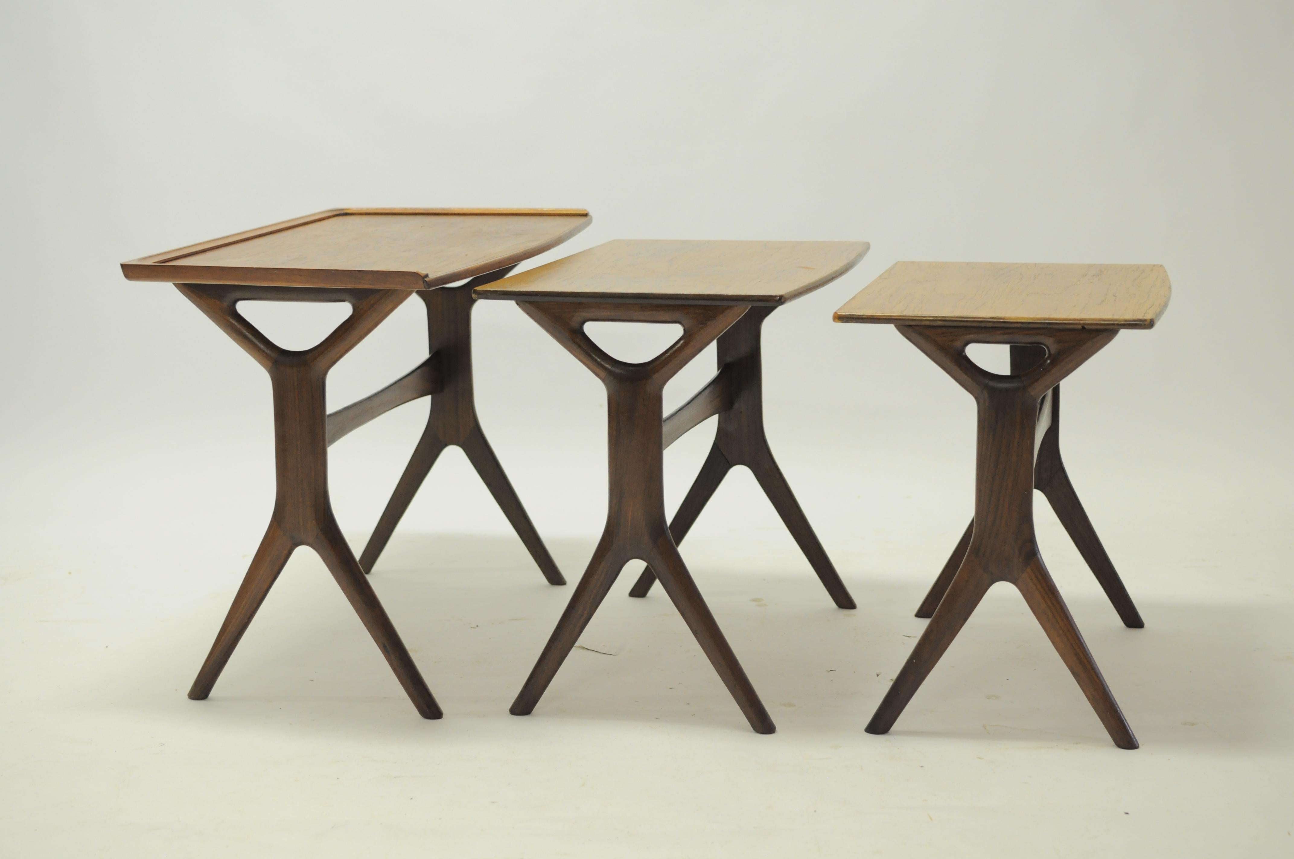Johannes Andersen Restored and Refinished Teak Nesting Tables by CFC Silkeborg For Sale 3