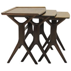Johannes Andersen Refinished Set of Danish Teak Nesting Tables by CFC Silkeborg