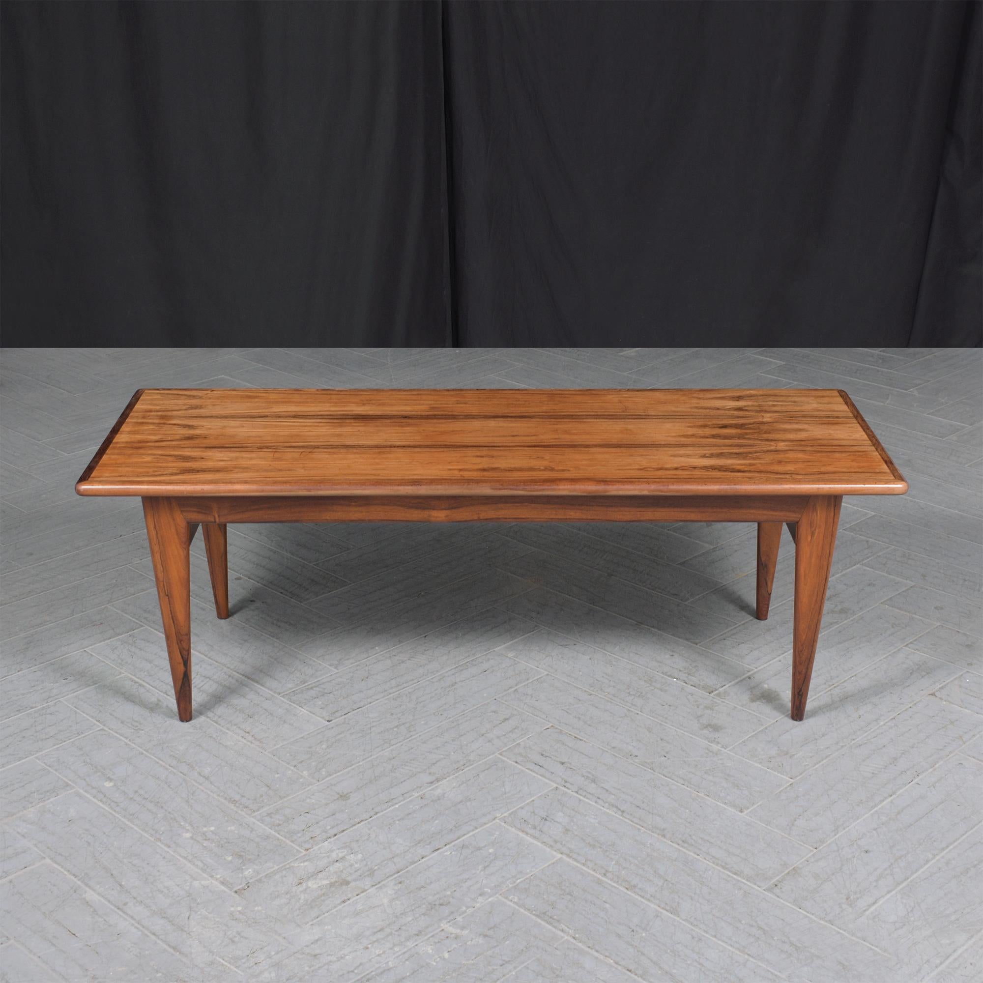 Carved Modern Scandinavian Rosewood Coffee Table: Mid-Century Elegance For Sale