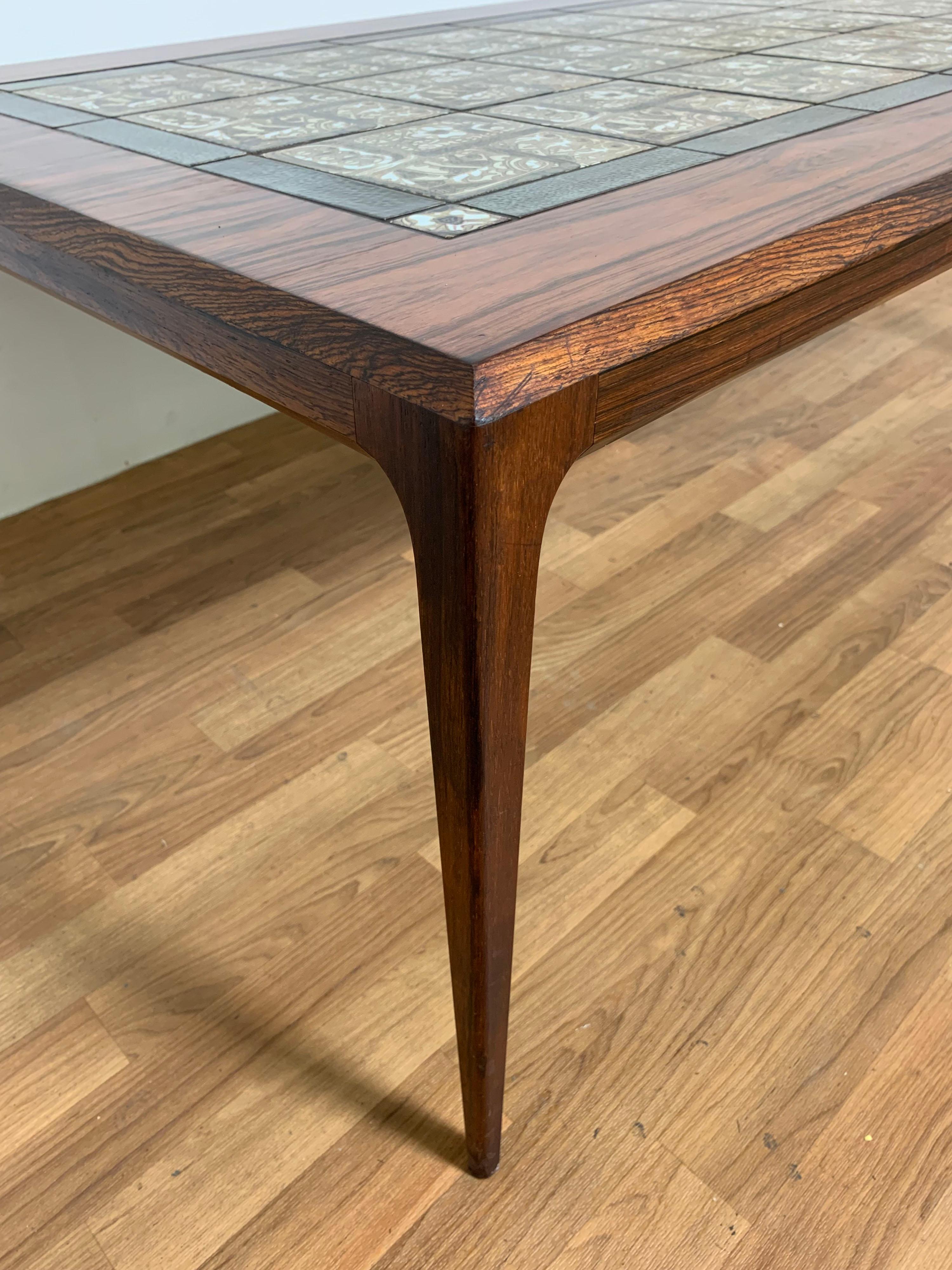 Johannes Andersen Rosewood Coffee Table with Thorsson Royal Copenhagen Tiles 5